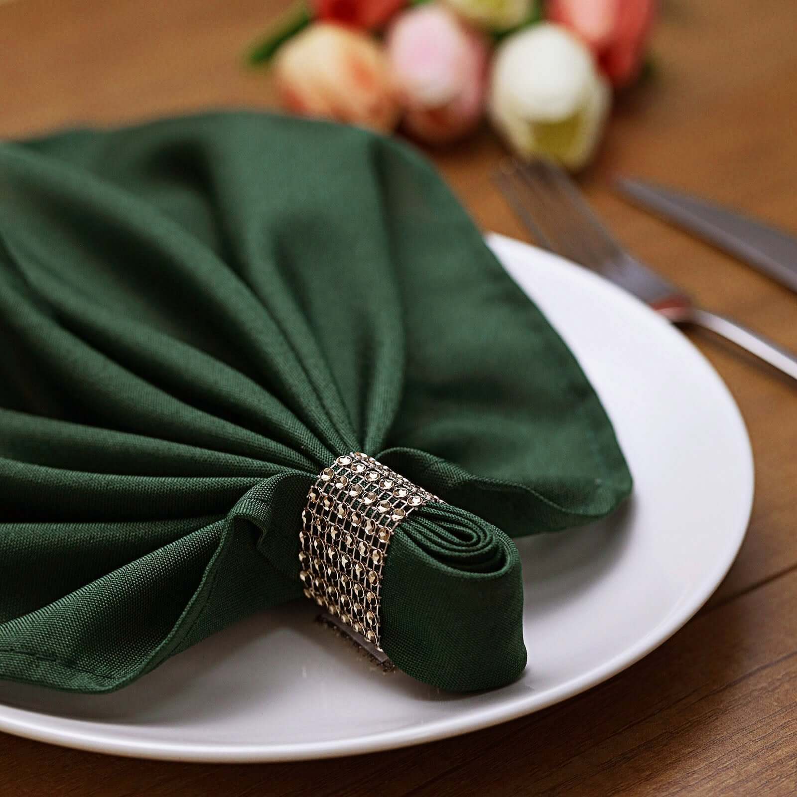 10 Pack Rhinestone Napkin Rings with Velcro Brooch Buckle Antique Gold - Stylish Design for Chair Sashes