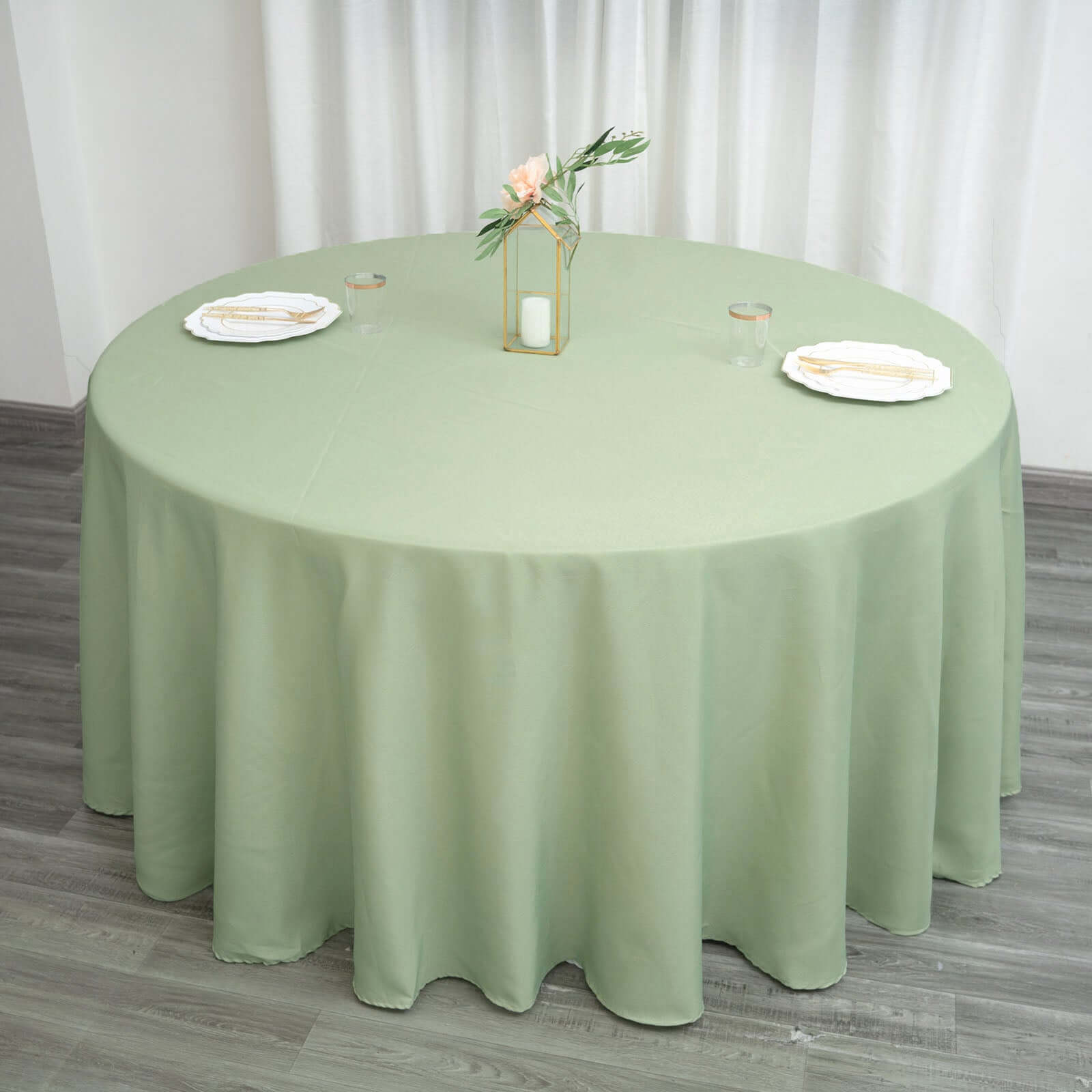 Polyester 120 Round Tablecloth Sage Green - Seamless Wrinkle-Resistant Table Cover