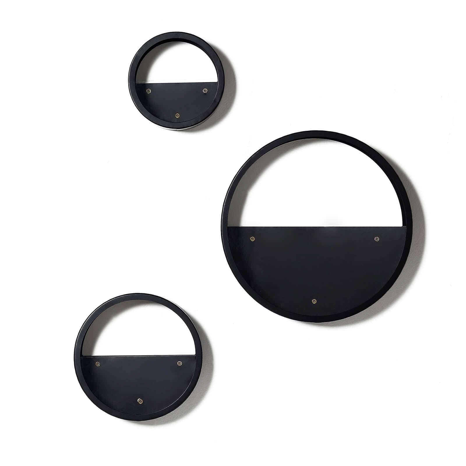 Set of 3 Black Half Moon Wall Planters, Round Metal Wall Hanging Planter, Modern Indoor Outdoor Terrarium - 6,8,12