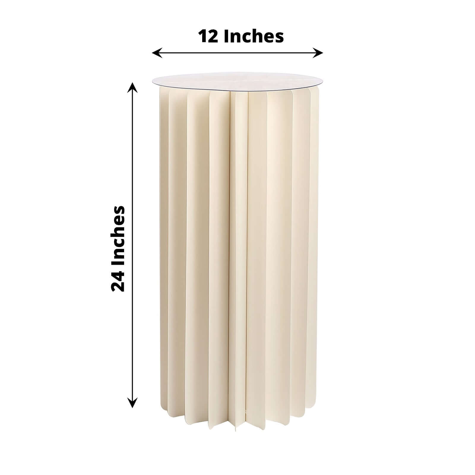 24 Ivory Cylinder Display Column Stand, Pillar Pedestal Stand With Top Plate