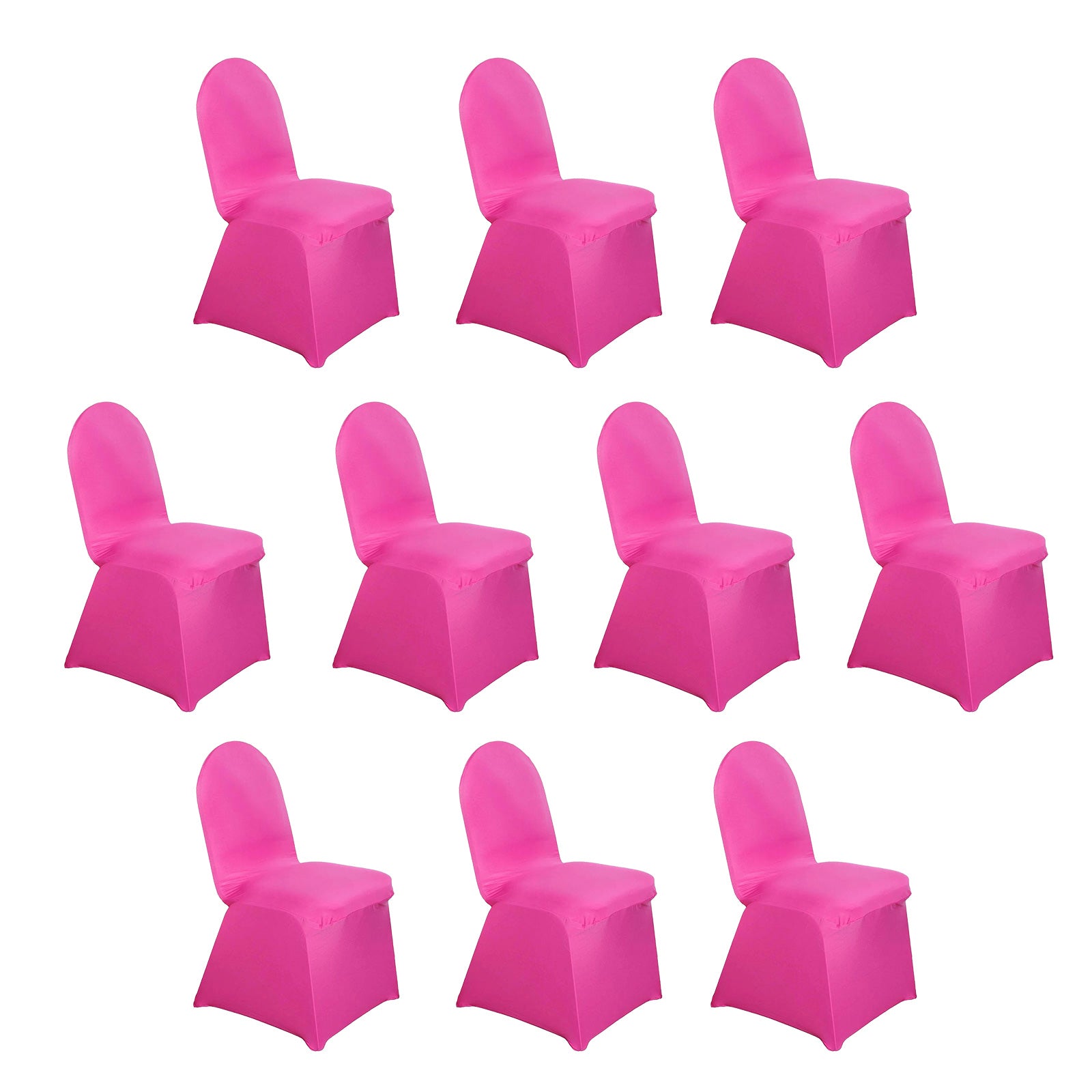 10 Pack Spandex Chair Covers for Banquet Chairs Fuchsia - Durable Reusable Stretch Slip-On Covers