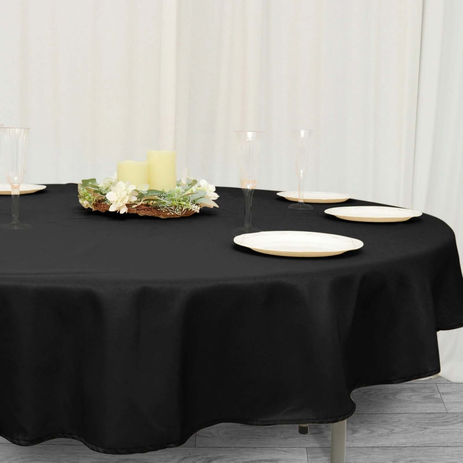 Premium Polyester 70 Round Tablecloth Black - Stain and Wrinkle-Resistant 220GSM Table Cover