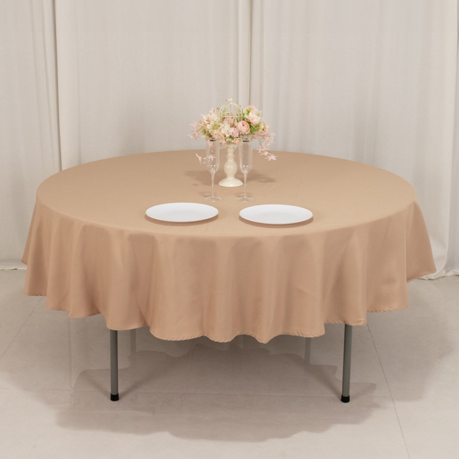 Premium Polyester 90 Round Tablecloth Nude - Stain and Wrinkle-Resistant Design with 220GSM Thickness Table Cover