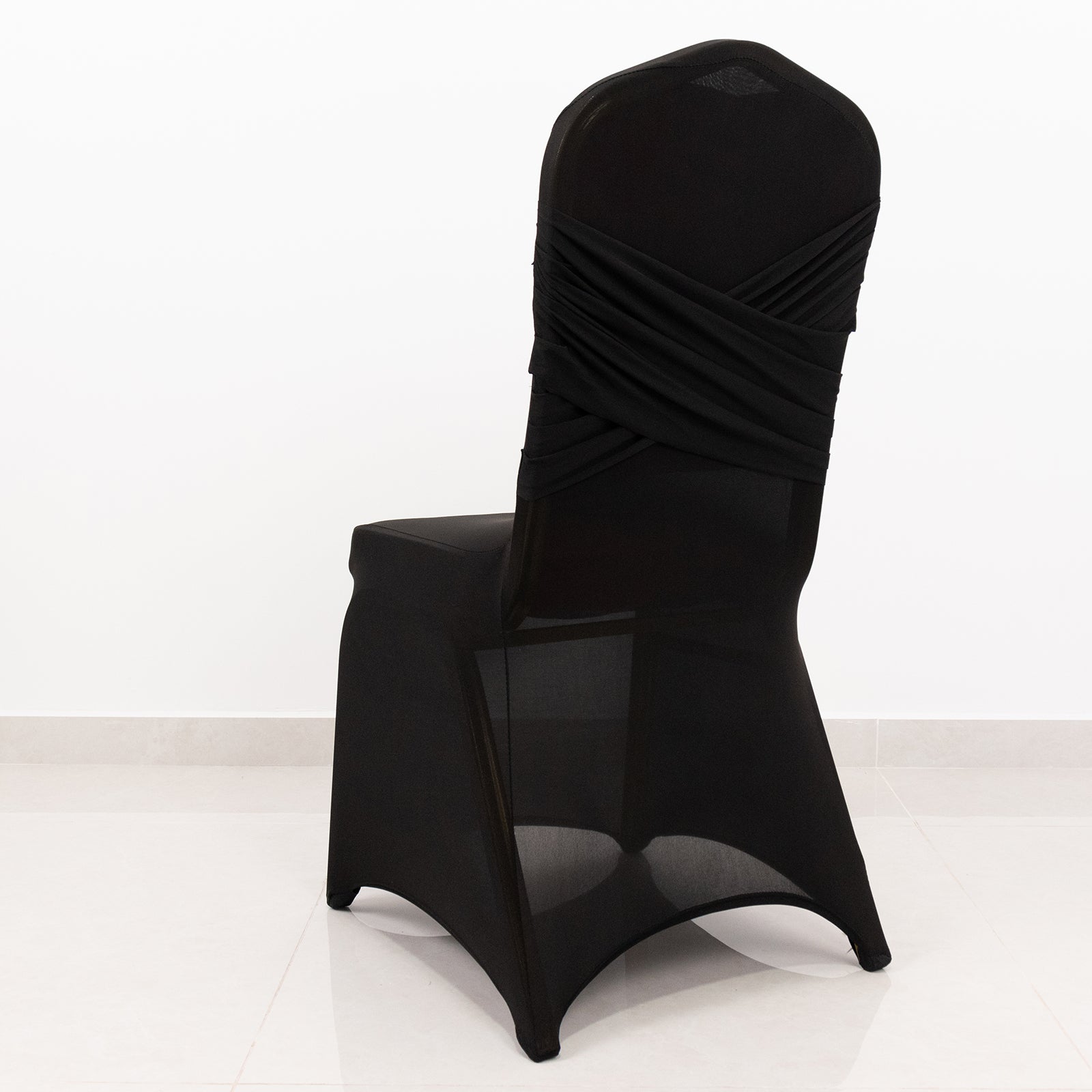 Spandex Chair Cover Madrid Style for Banquet Chairs Black - Stylish Stretch 180GSM Fitted Slipcover