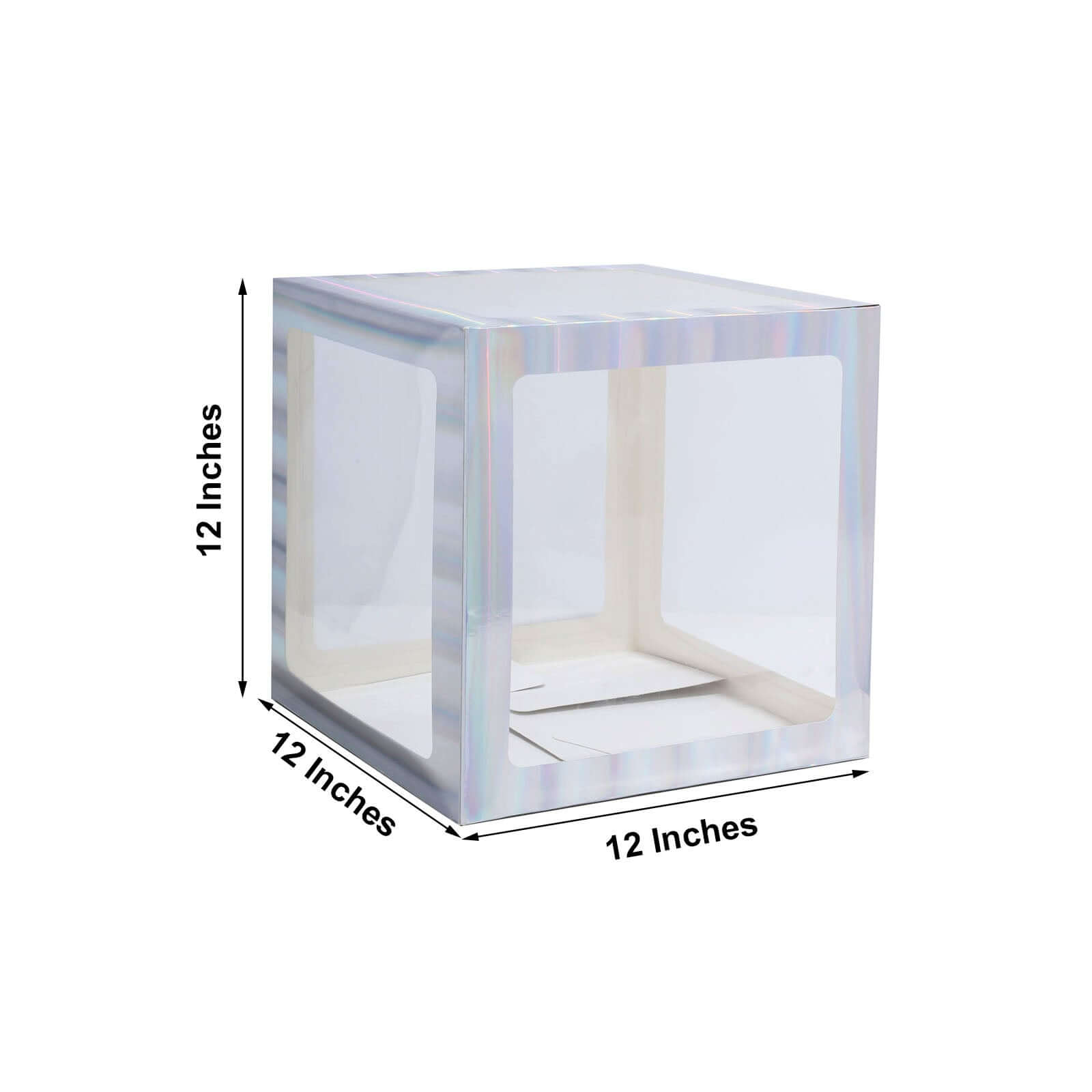 2 Pack 12 Iridescent Clear Baby Shower Party Decoration Boxes, Transparent DIY Balloon Boxes