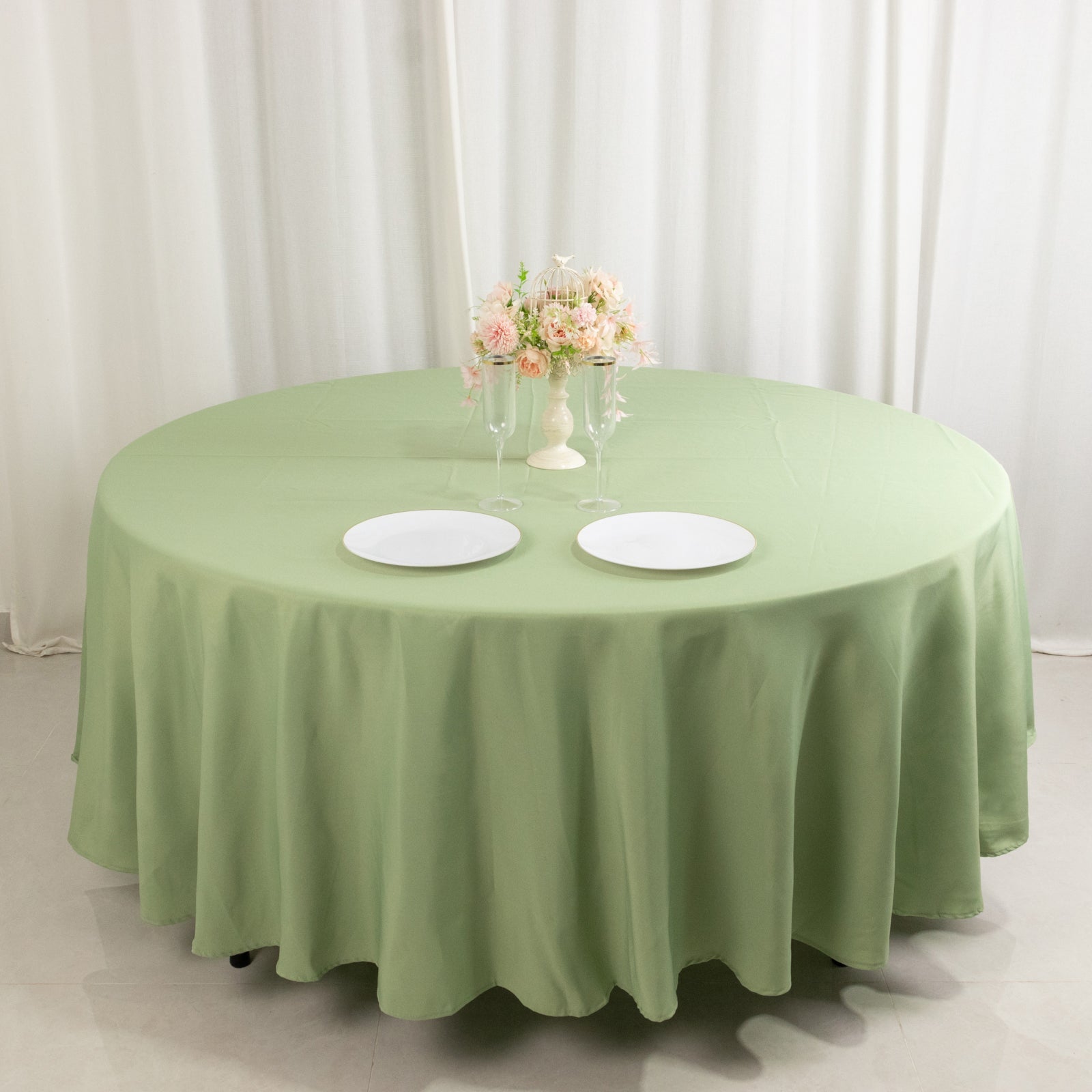 Premium Polyester 108 Round Tablecloth Sage Green - Wrinkle-Resistant 220GSM Table Cover