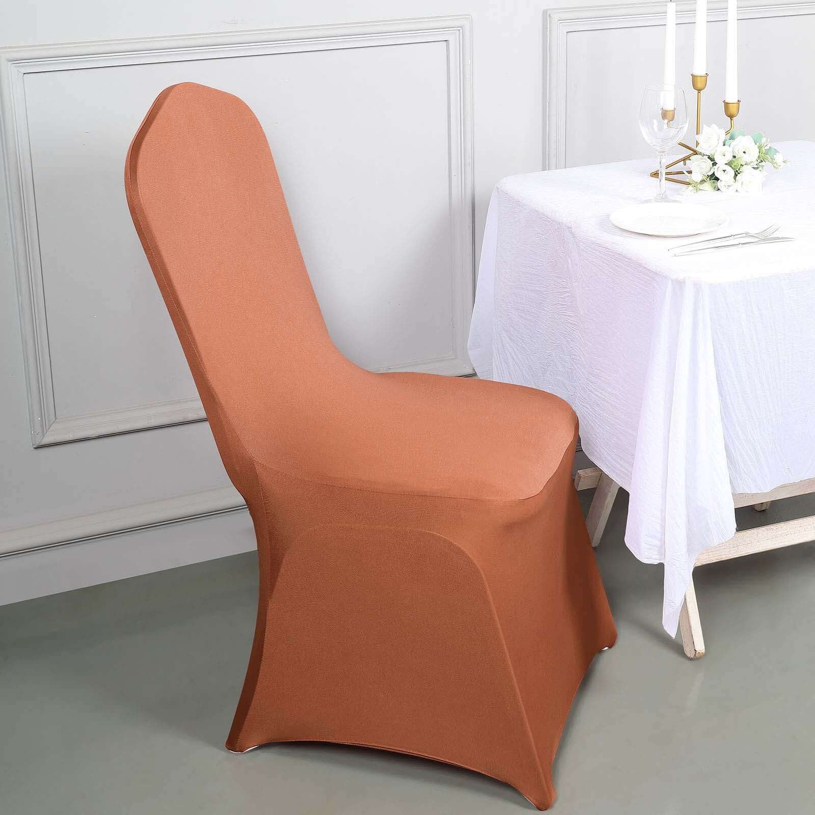 Spandex Chair Cover for Banquet Chairs Terracotta (Rust) - Stretch 160GSM Fabric with Slip-On Slipcover