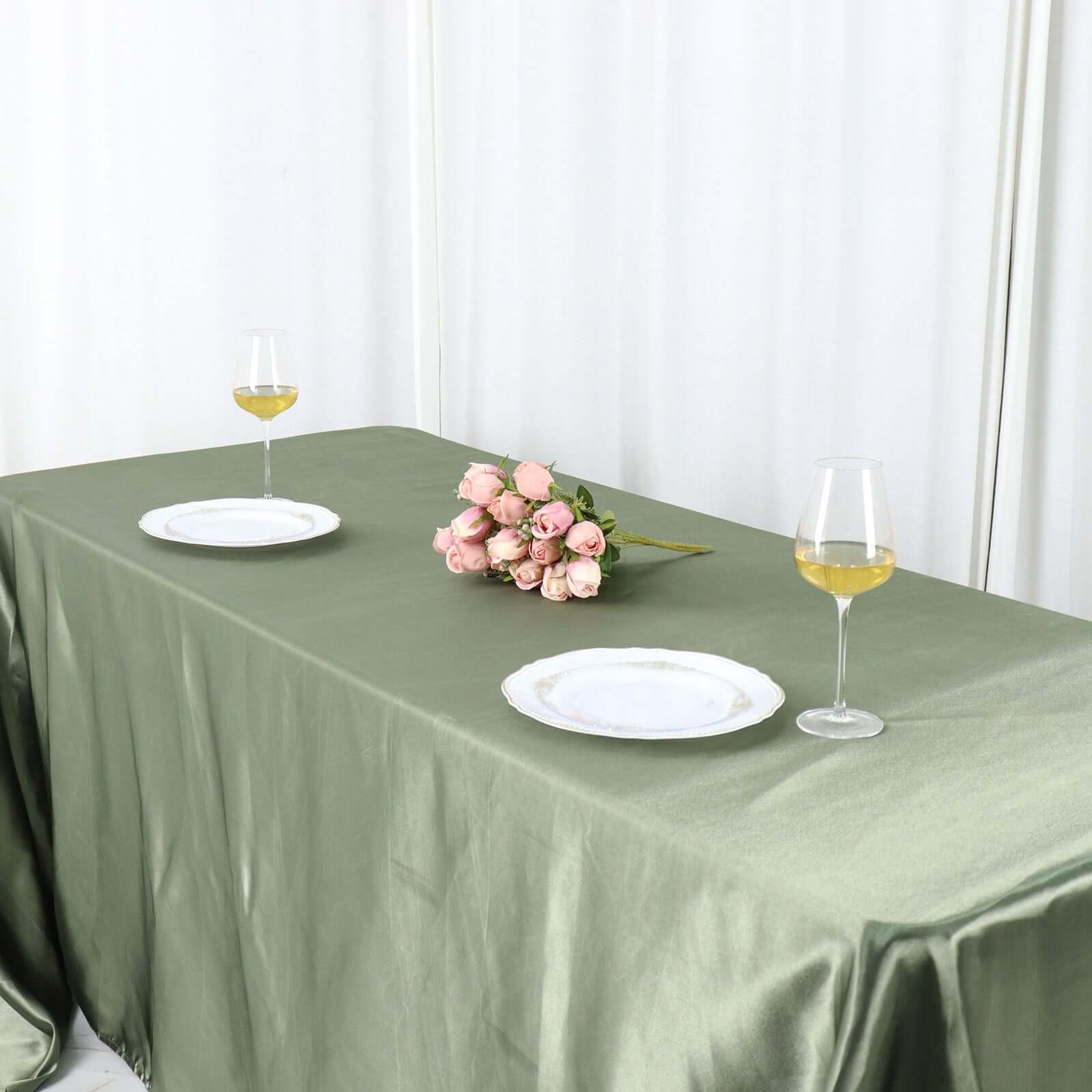 Satin Rectangular 90x156 Tablecloth Dusty Sage Green - Seamless Table Cover