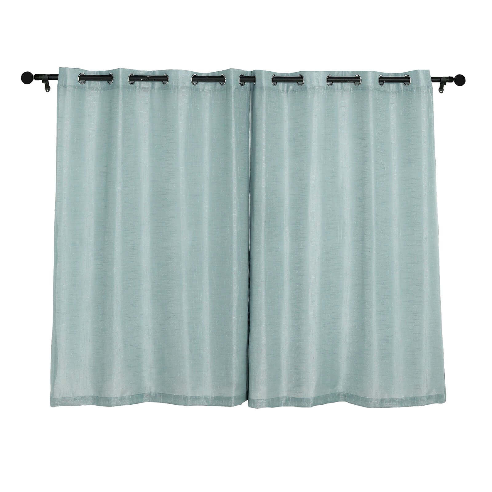 2 Pack Handmade Dusty Blue Faux Linen Curtains 52x64, Curtain Panels With Chrome Grommets