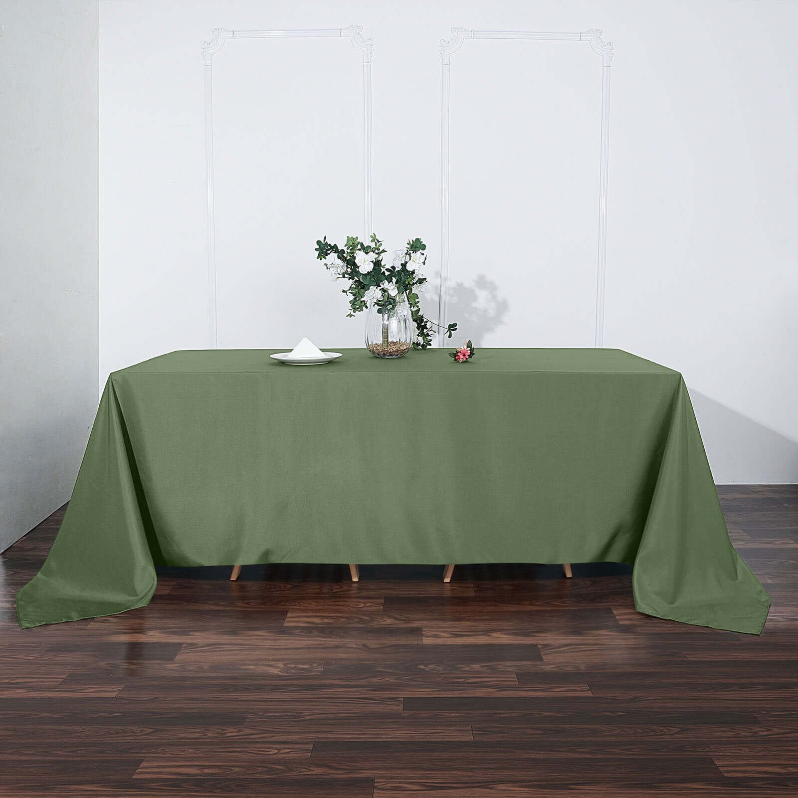 Polyester 90x132 Rectangle Tablecloth Olive Green - Seamless Wrinkle-Resistant Table Cover