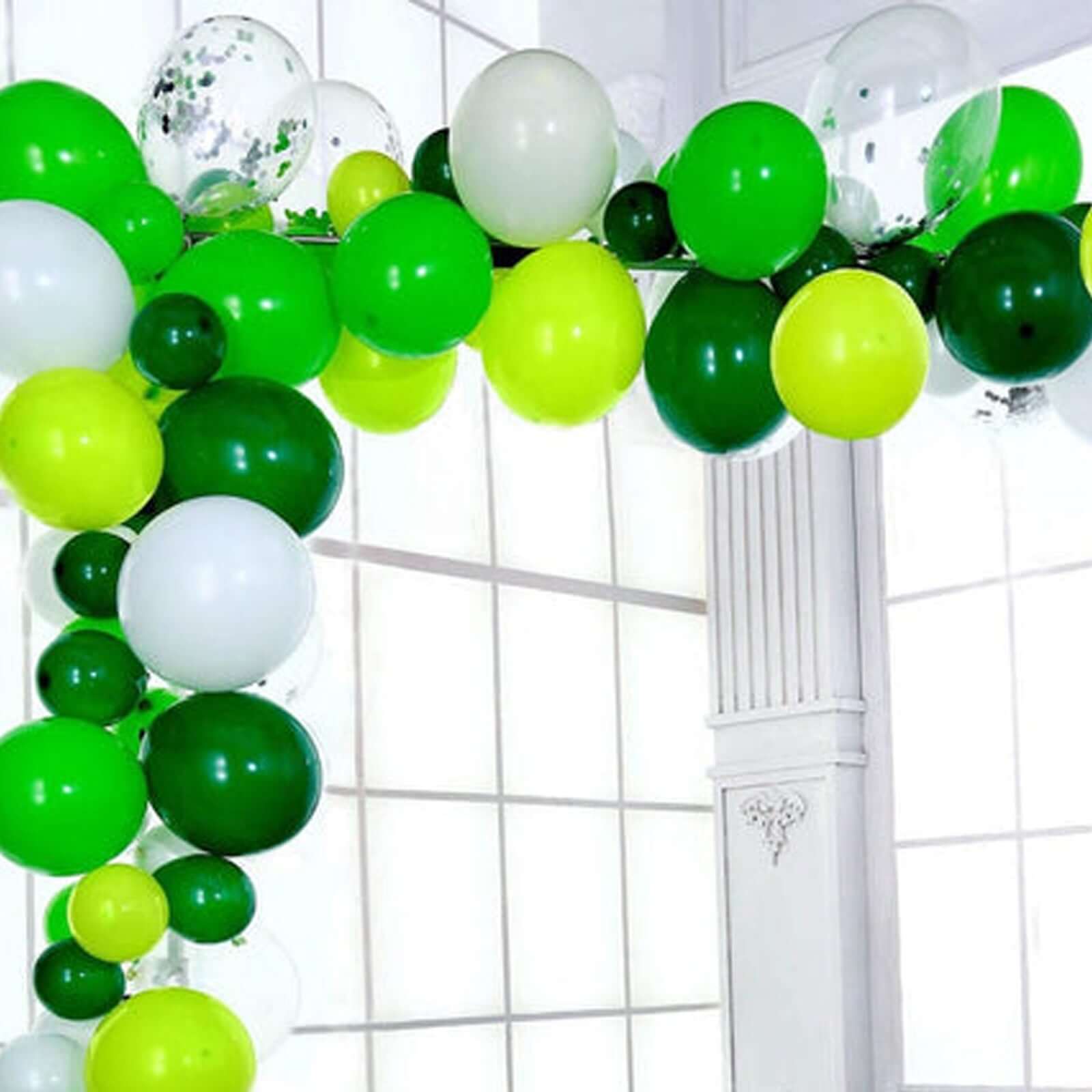 120 Pack Clear, Green and White DIY Balloon Garland Arch Party Kit