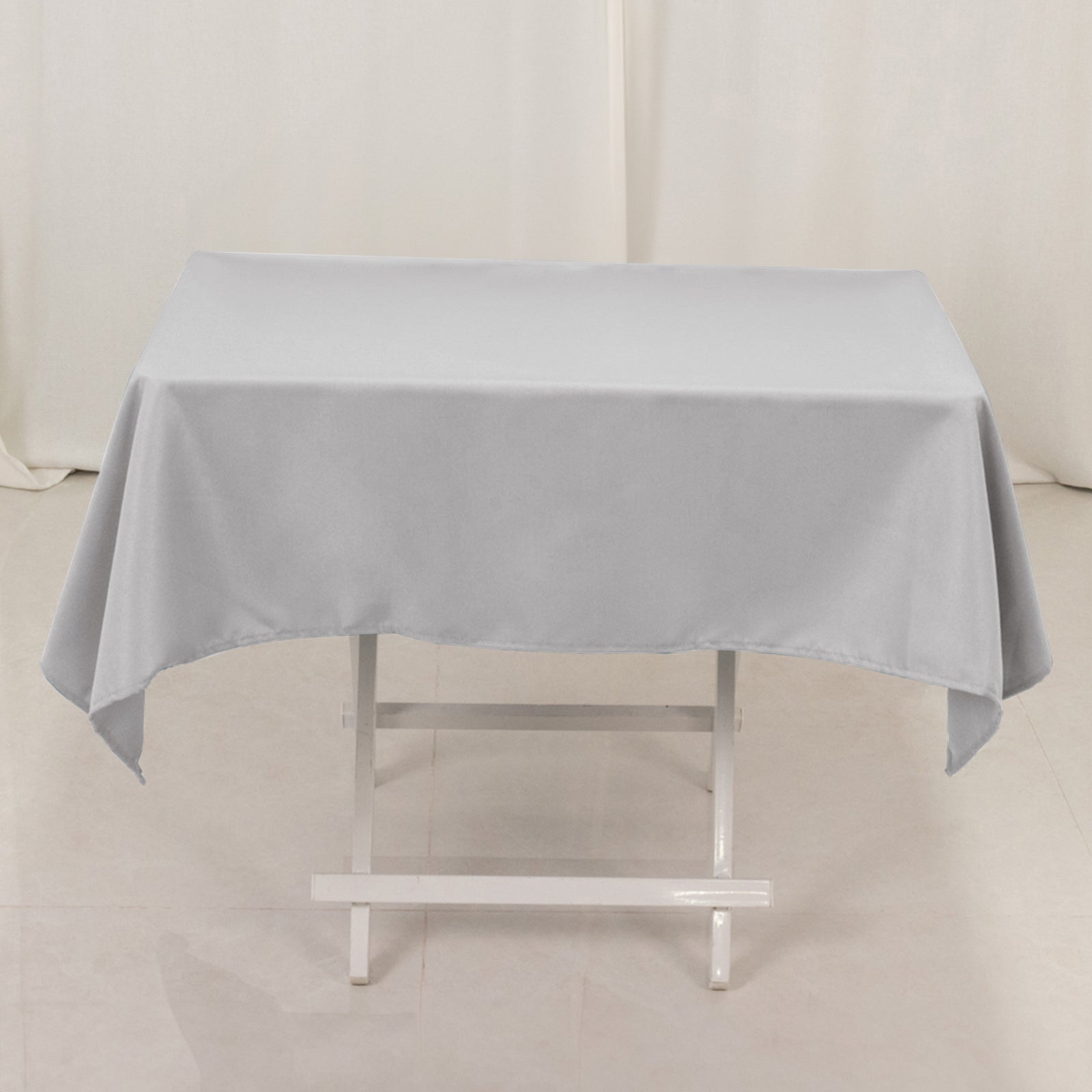 Premium Polyester 54x54 Square Tablecloth Silver - Stain and Wrinkle-Resistant 220GSM Table Cover