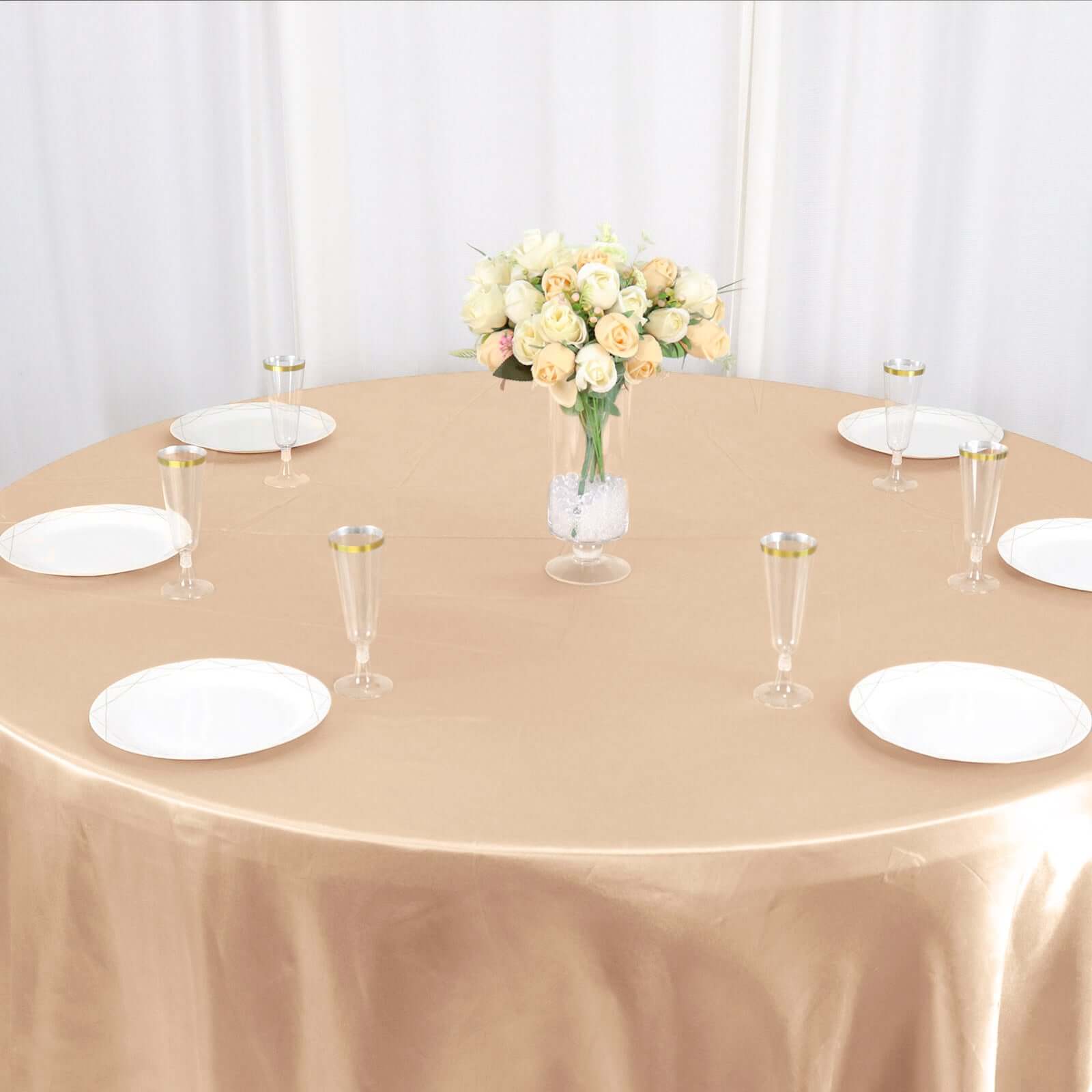 Satin 120 Round Tablecloth Nude - Stylish Seamless Table Cover