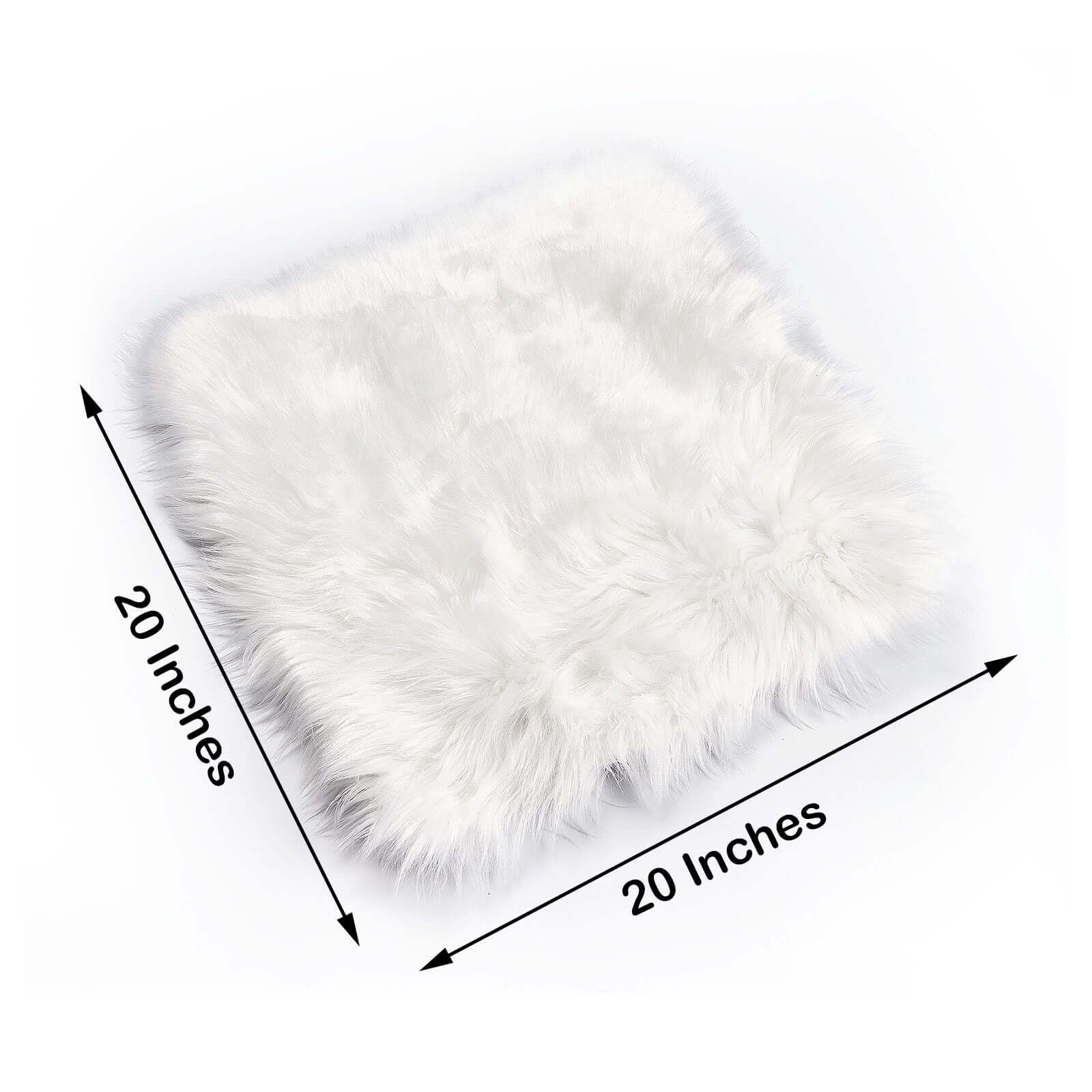 Faux Sheepskin 20 Cushion Cover with Soft Plush Finish White - Stylish Small Shag Area Rug for Events