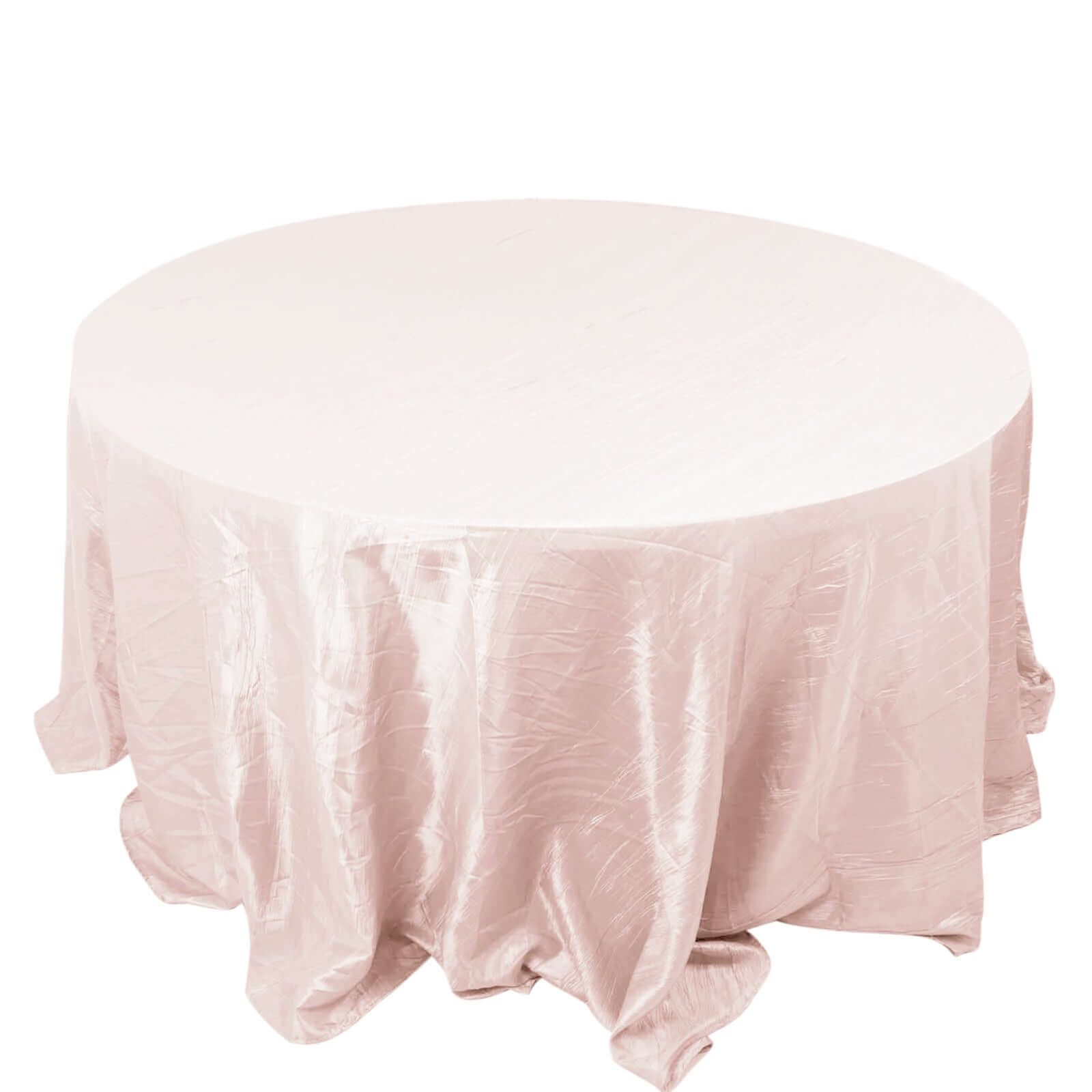 Taffeta 132 Round Tablecloth Blush - Seamless Accordion Crinkle Table Cover