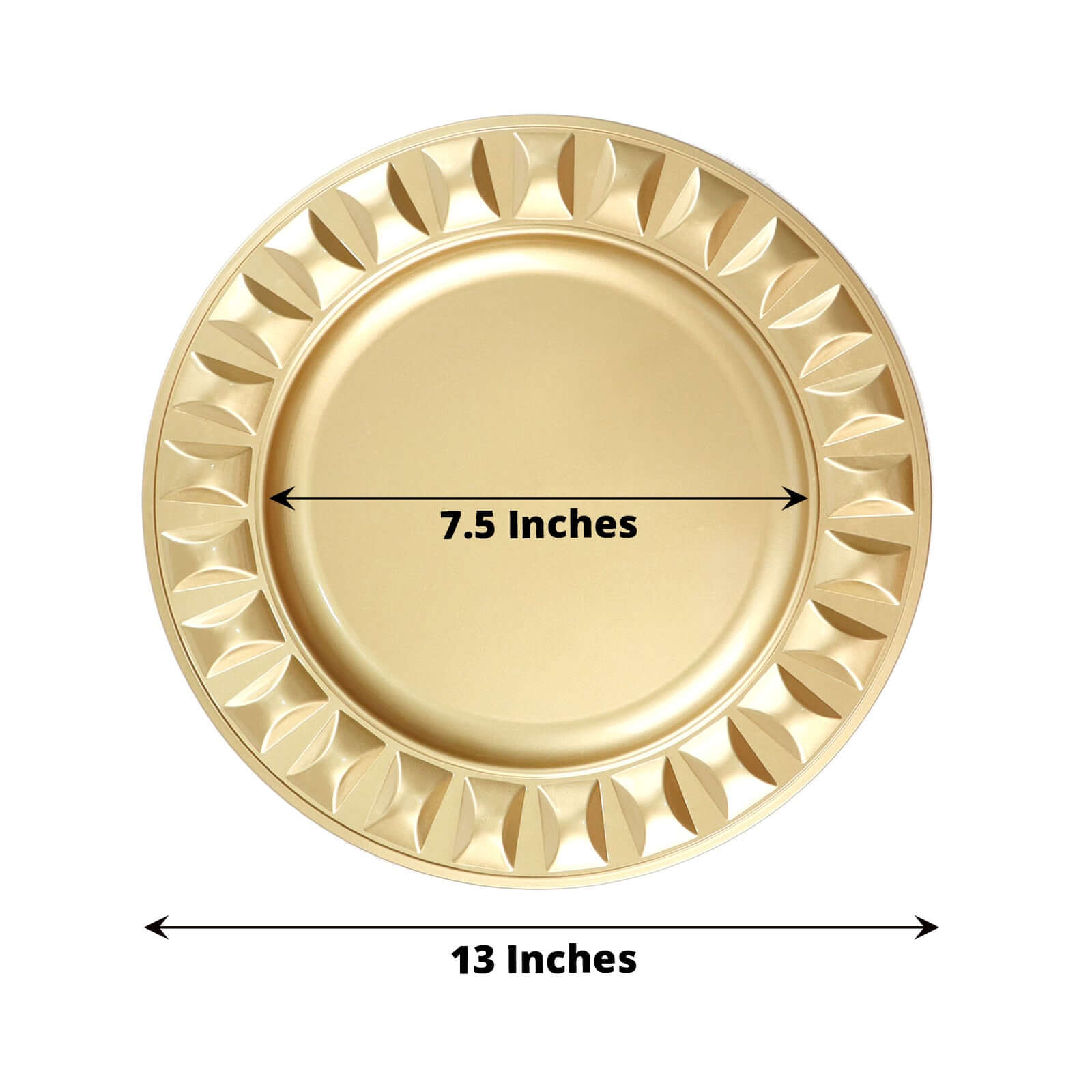 6-Pack Plastic Round Charger Plates 13 in Gold with Bejeweled Rim, Luxe Decorative Dinner Party Charger Tableware