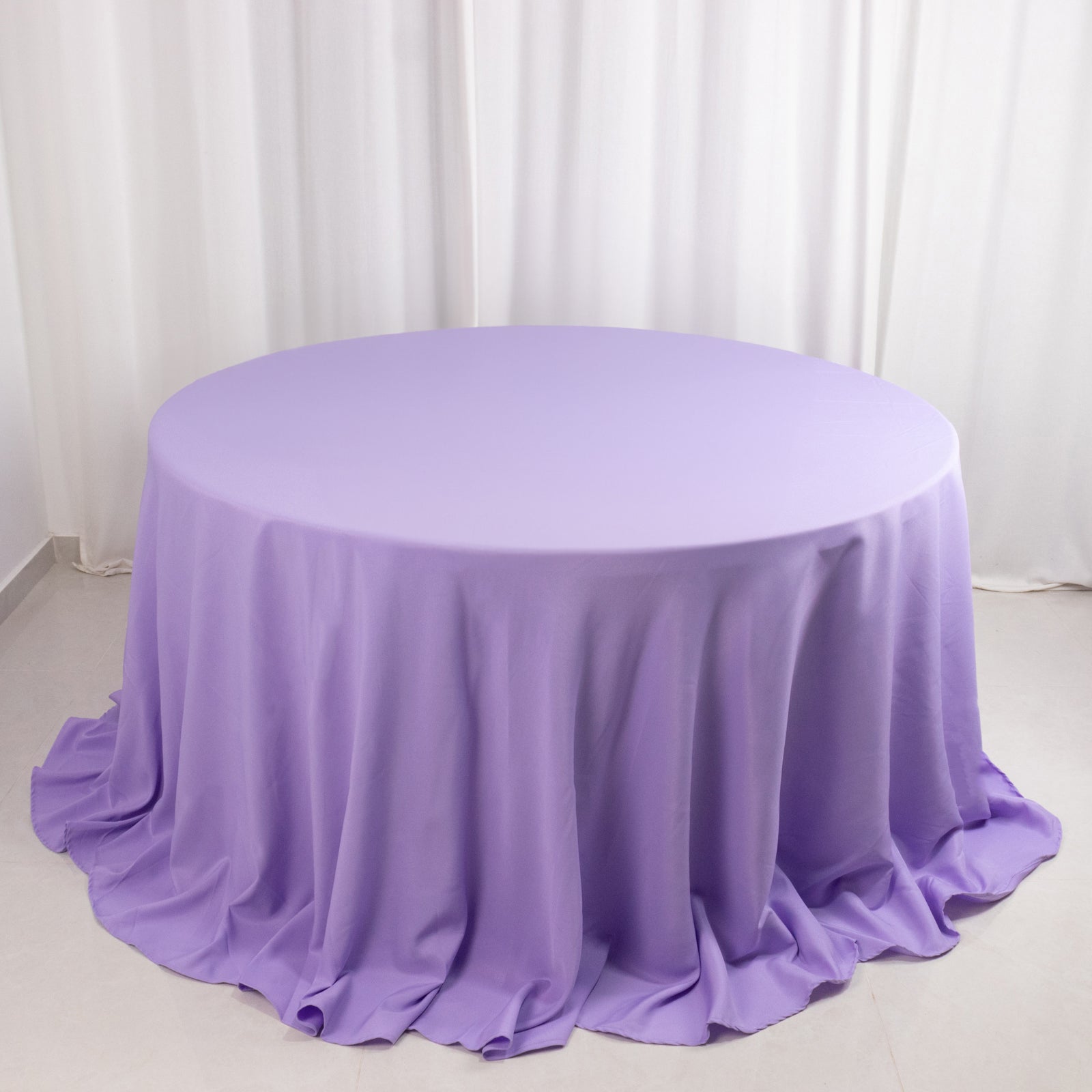 Premium Polyester 132 Round Tablecloth Lavender Lilac - Seamless 220GSM Wrinkle-Resistant Table Cover