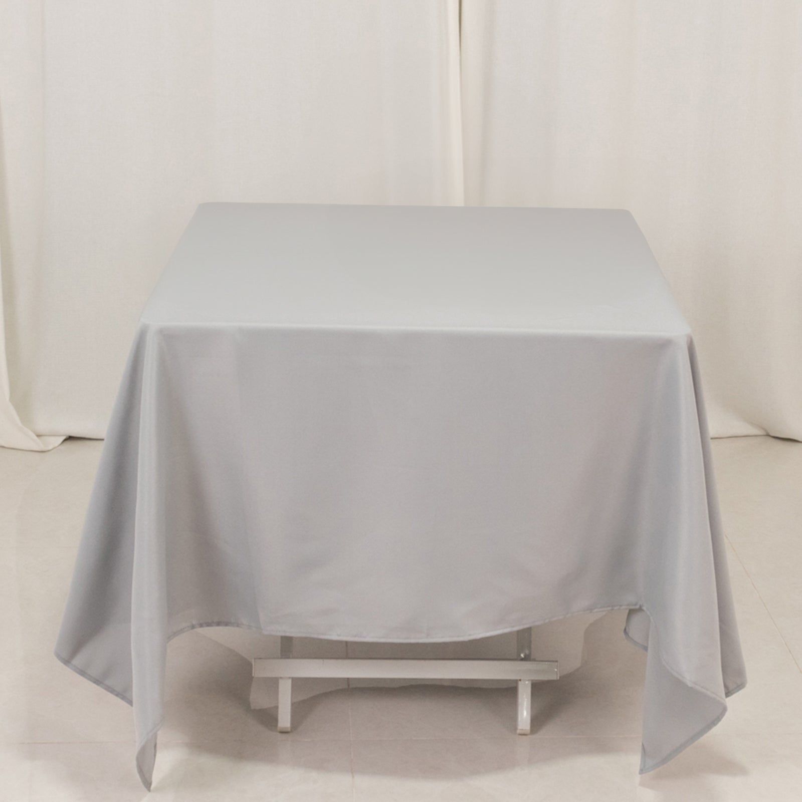 Premium Polyester Square Tablecloth 70x70 Silver 220GSM Wrinkle-Resistant Table Cover