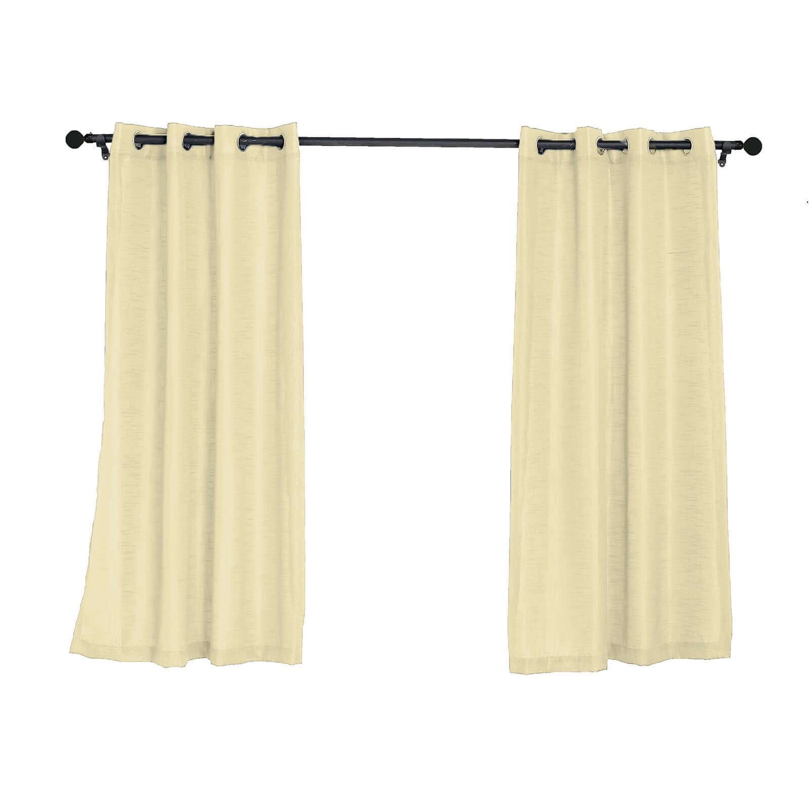 2 Pack Handmade Ivory Faux Linen Curtains 52x64, Curtain Panels With Chrome Grommets