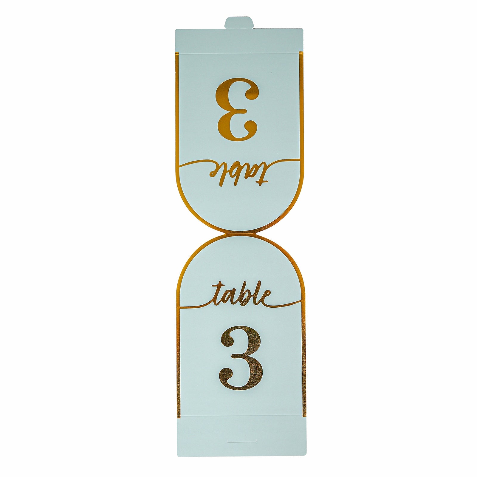 25-Pack Paper Wedding Table Numbers 1-25 Dusty Blue Arch Cutout Design - Sleek & Modern Free Standing Double Sided Table Tent Cards with Metallic Gold Foil Numbers 7