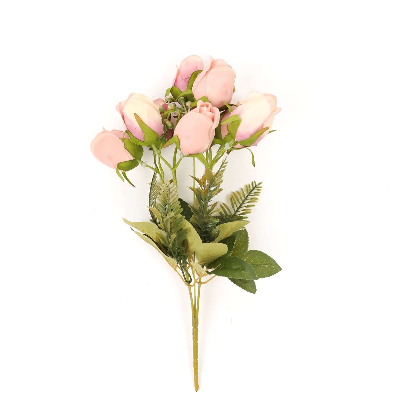 3 Pack 13 Dusty Rose Real Touch Silk Rose Bud Flower Bridal Bouquets, Artificial Floral Bush Arrangements