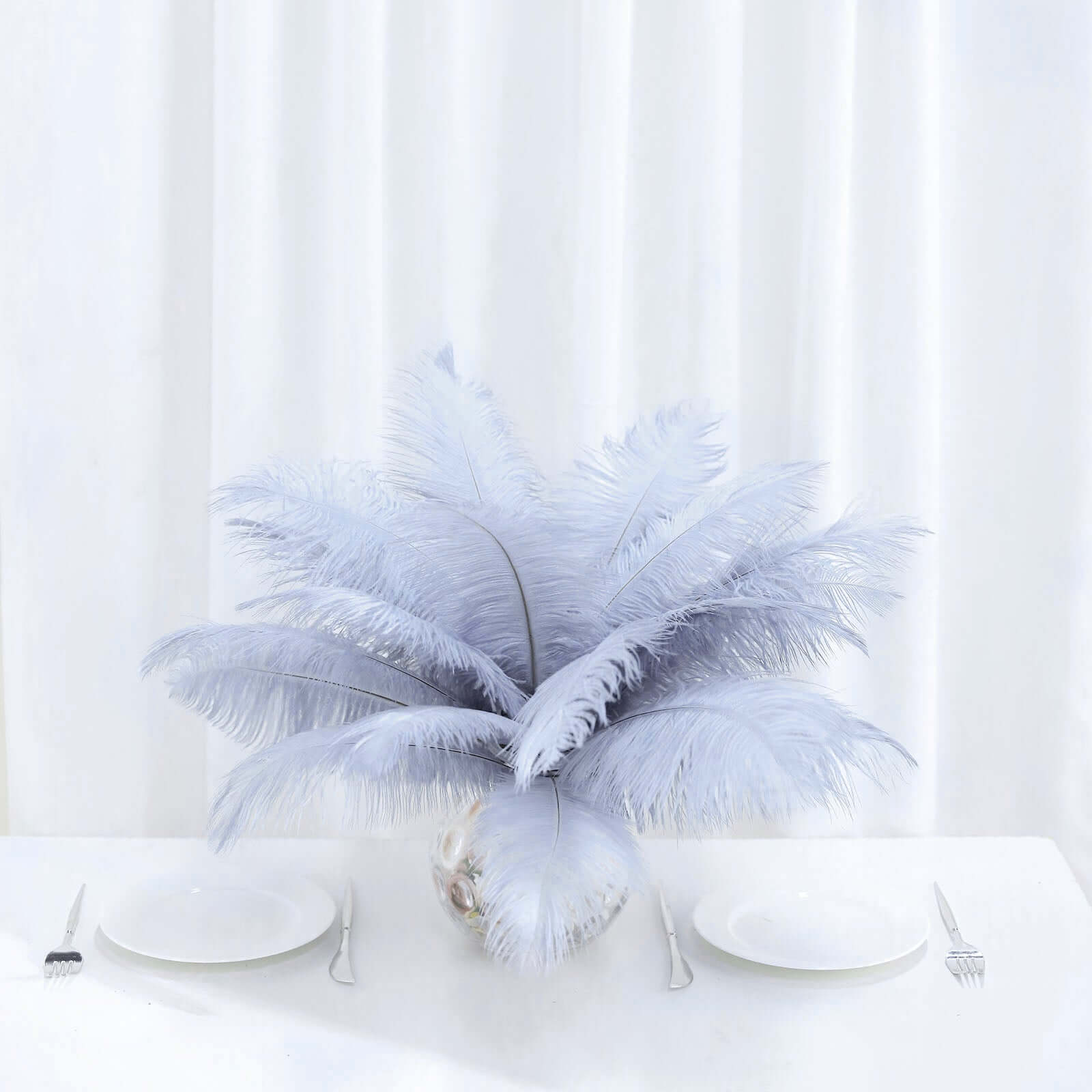 12 Pack 13-15 Dusty Blue Natural Plume Real Ostrich Feathers, DIY Centerpiece Fillers