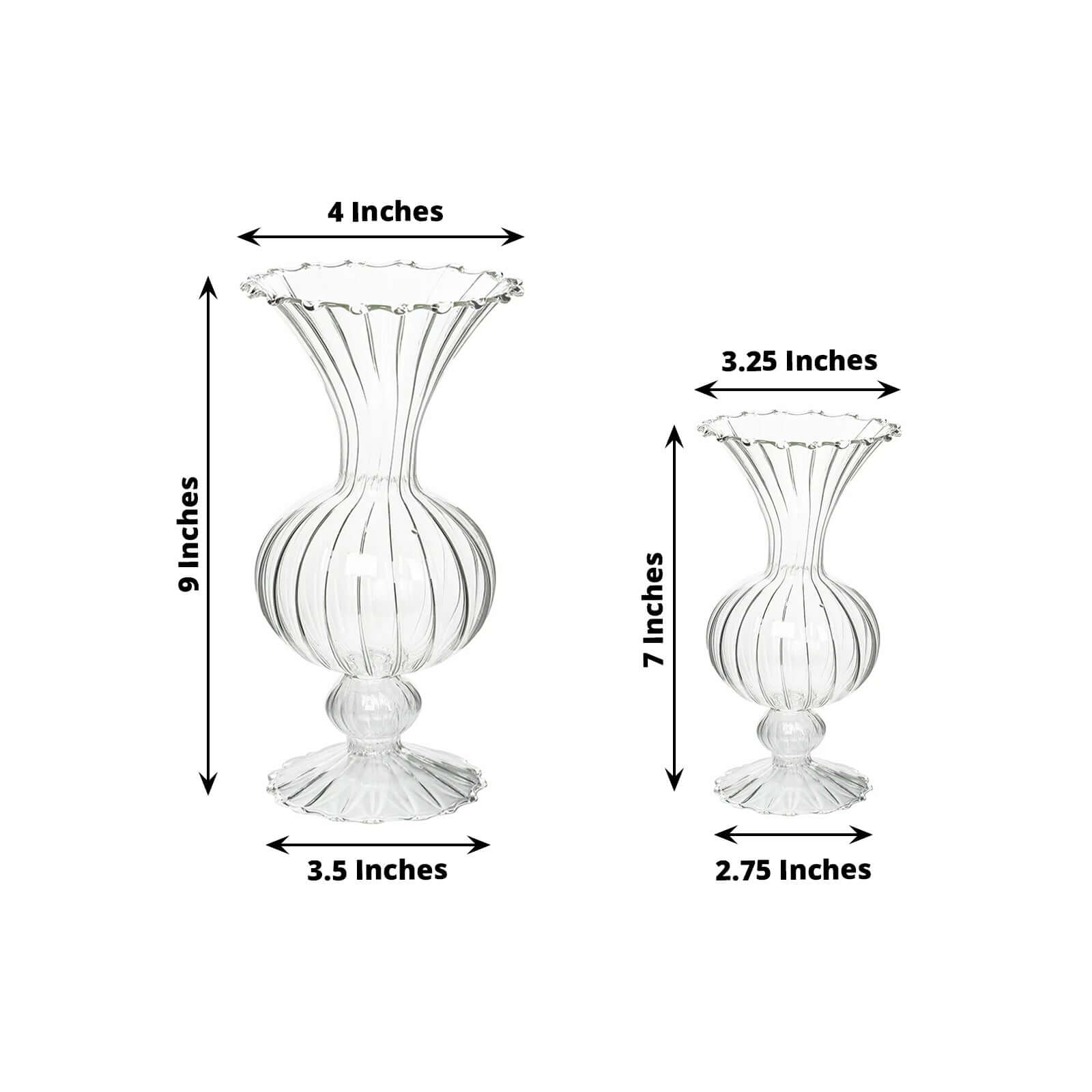 Set of 4 Glass Flower Vases Nordic Style with Petals Texture Clear - Transparent Bud Planters for Wedding Table Decor 7, 9