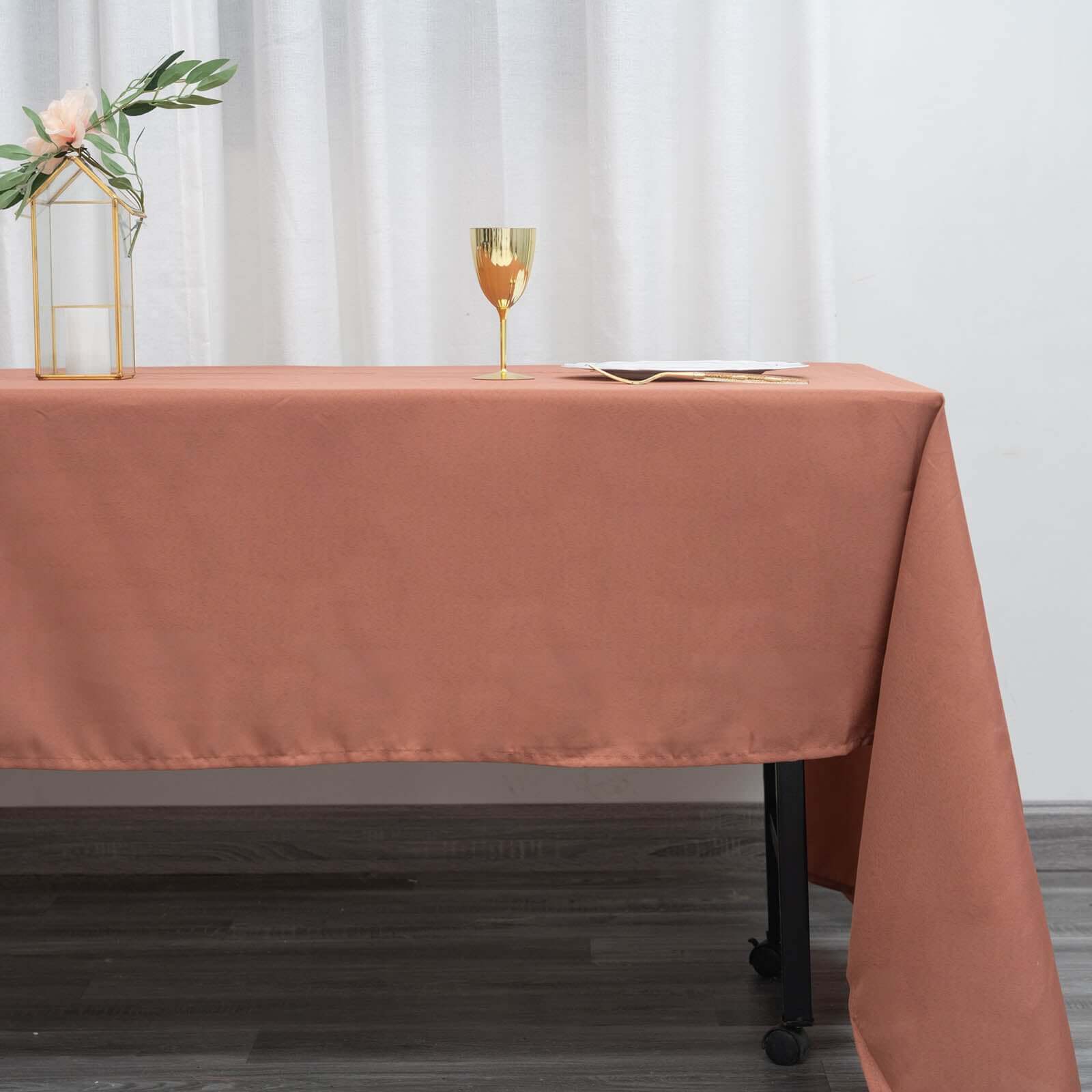 Polyester 60x126 Rectangle Tablecloth Terracotta (Rust) - Wrinkle-Resistant Table Cover