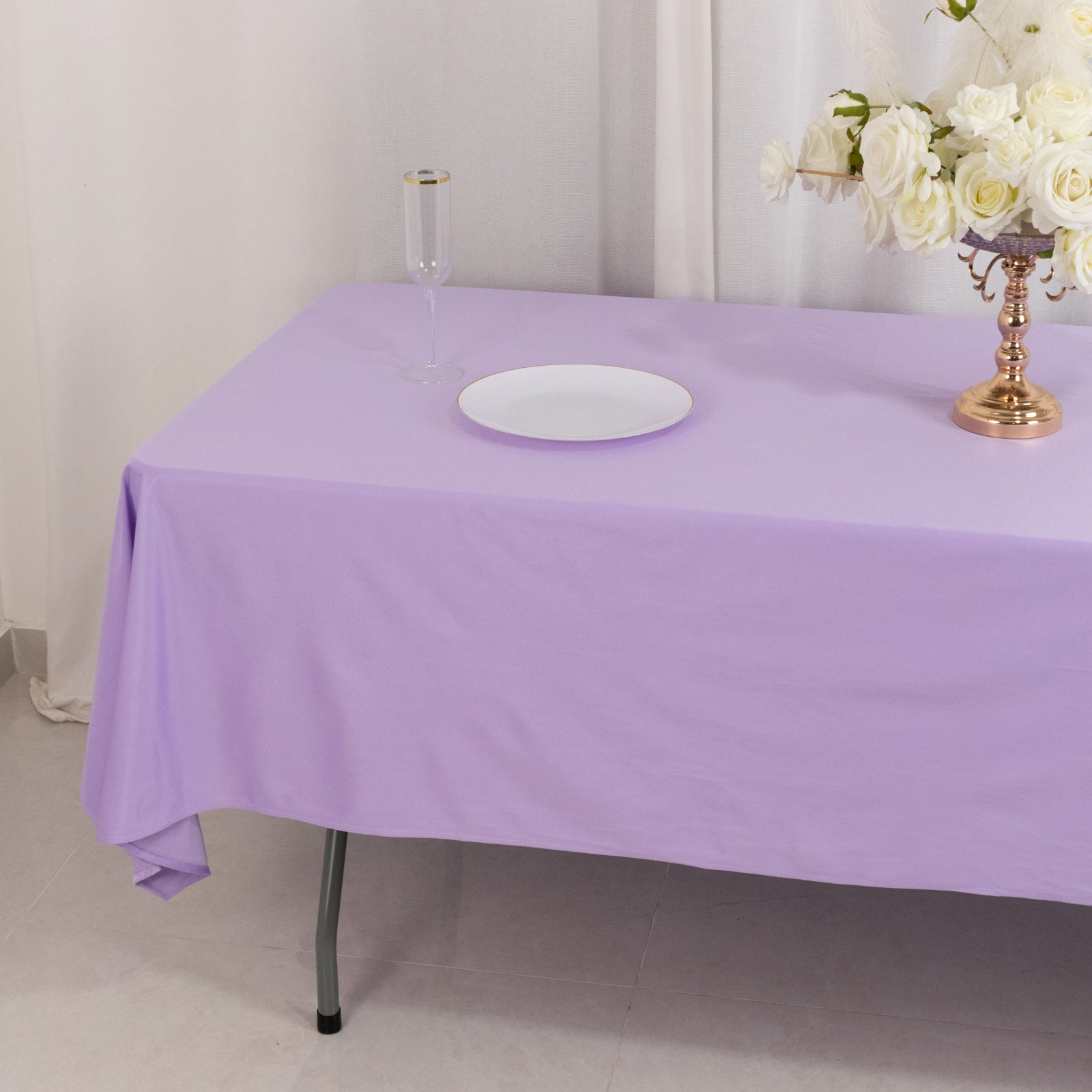 Premium Scuba Rectangular 60x102 Tablecloth Lavender Lilac - Wrinkle Free & Stain Resistant Table Cover