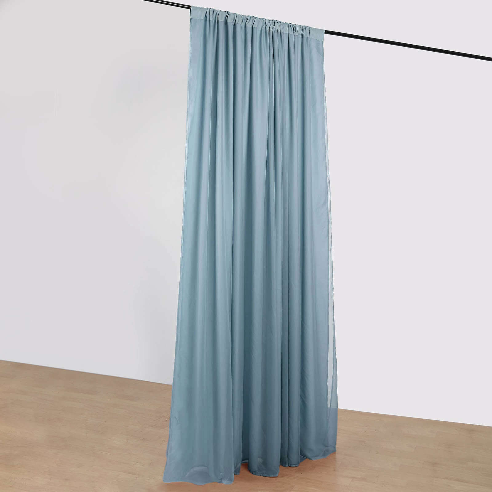 Dusty Blue Chiffon Polyester Event Curtain Drapes, Dual Layer Divider Backdrop Curtain Panels with Rod Pockets - 10ftx10ft