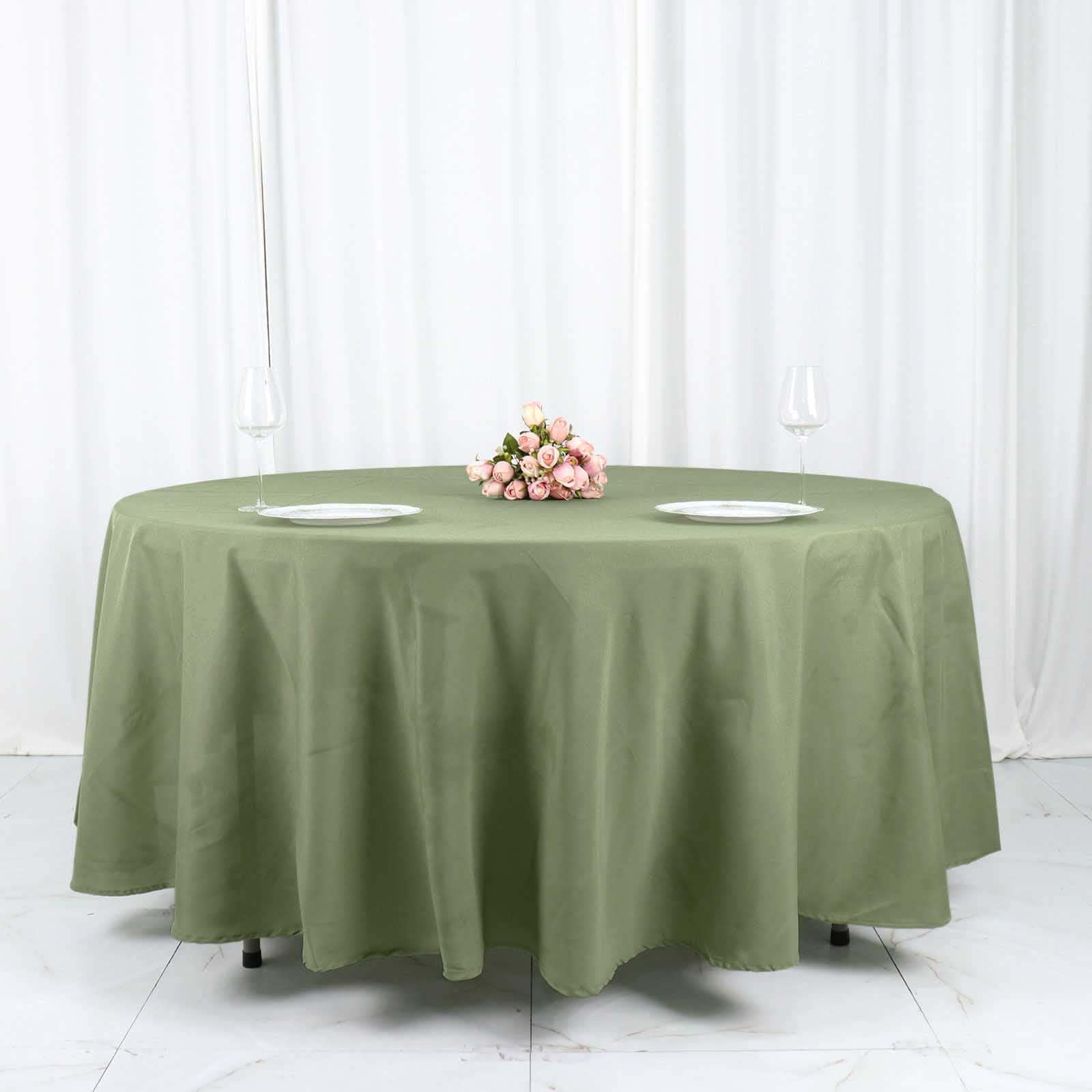 Polyester 108 Round Tablecloth Dusty Sage Green - Wrinkle-Resistant Table Cover