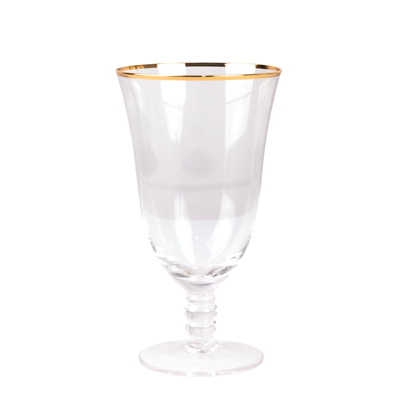 6-Pack Red Wine Glasses Clear Gold Rimmed Design with Short Beaded Stem - Chic Crystal Goblets for Drinks & Events 16oz 7
