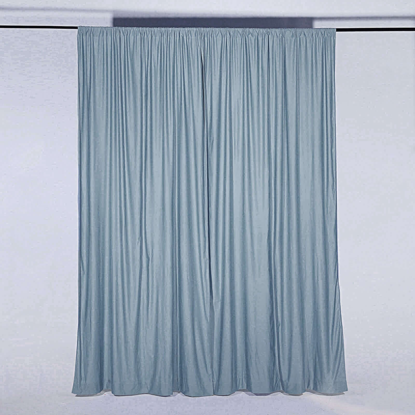 2 Pack Dusty Blue Scuba Polyester Event Curtain Drapes, Durable Flame Resistant Backdrop Event Panels Wrinkle Free with Rod Pockets - 10ftx10ft