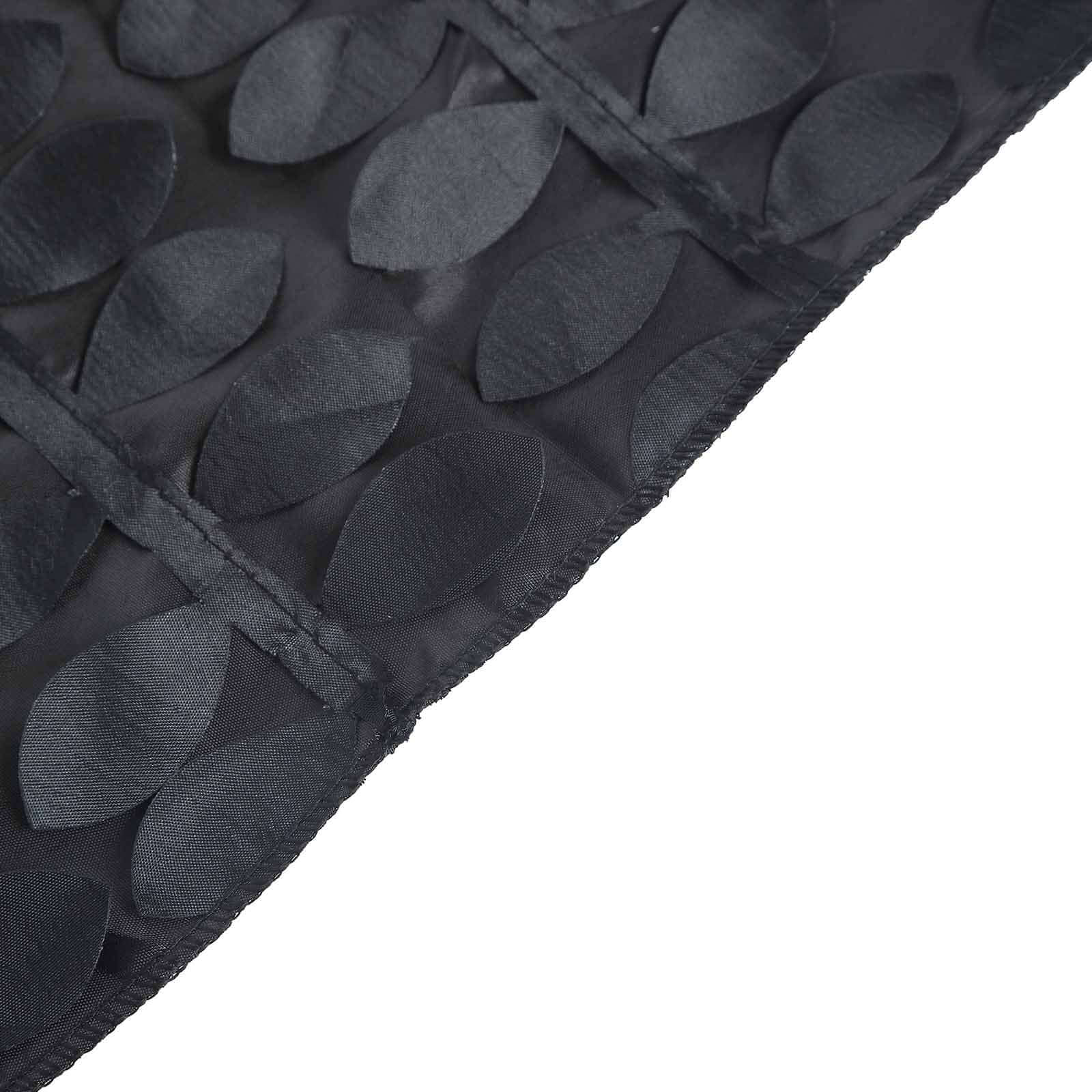 Taffeta 90x132 Rectangle Tablecloth Black | 3D Leaf Petal Design Seamless Table Cover