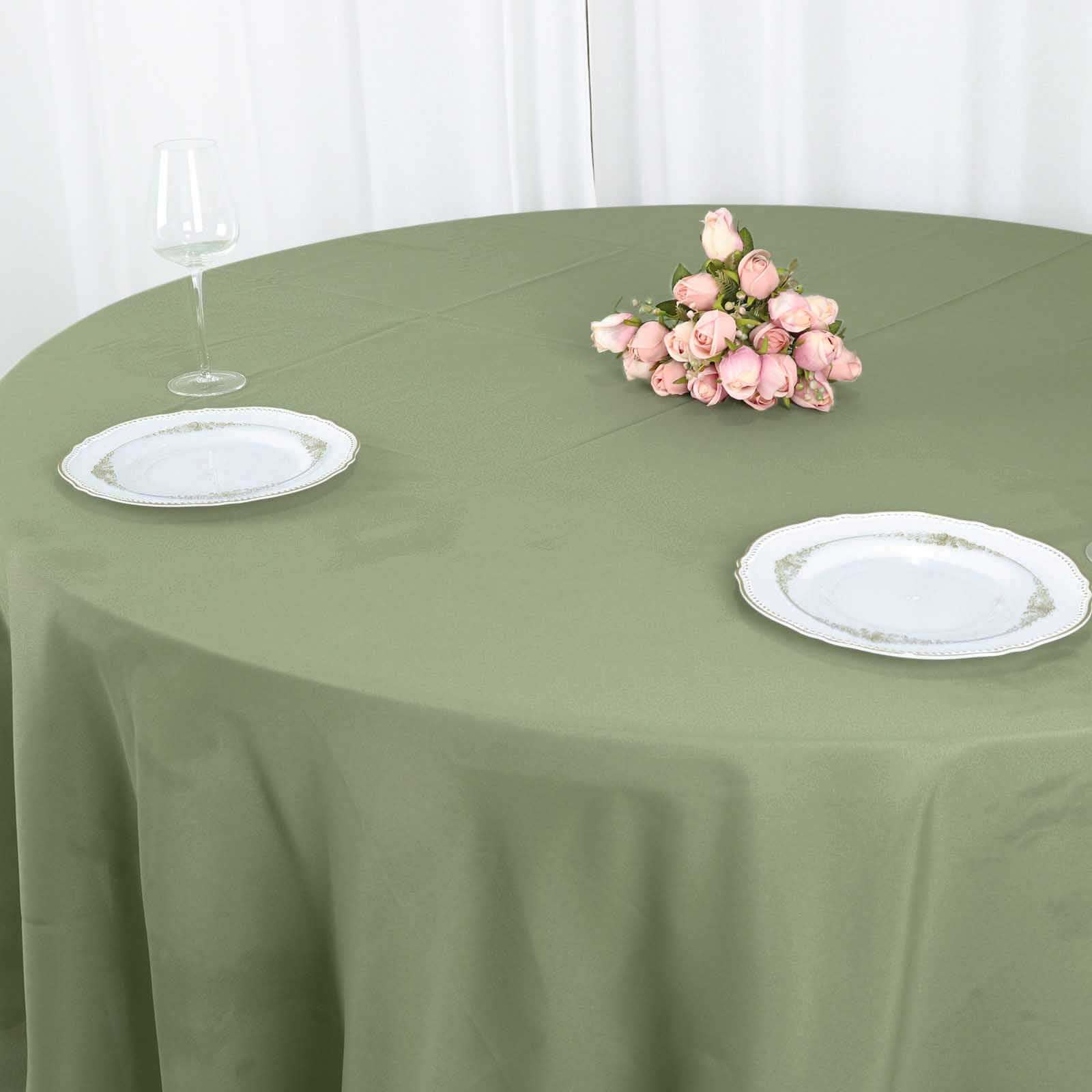 Polyester 108 Round Tablecloth Dusty Sage Green - Wrinkle-Resistant Table Cover