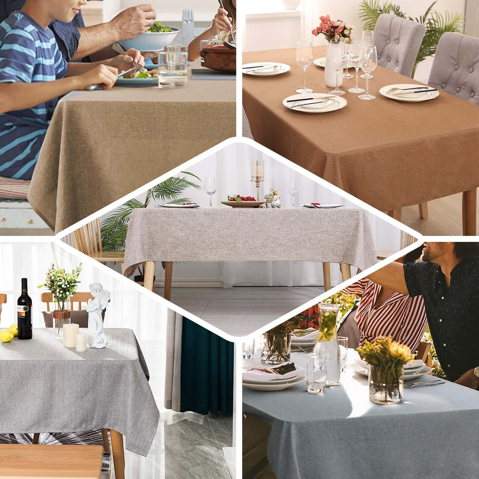 Faux Linen 60x102 Rectangular Tablecloth Blush - Slubby Textured & Wrinkle Resistant Table Cover