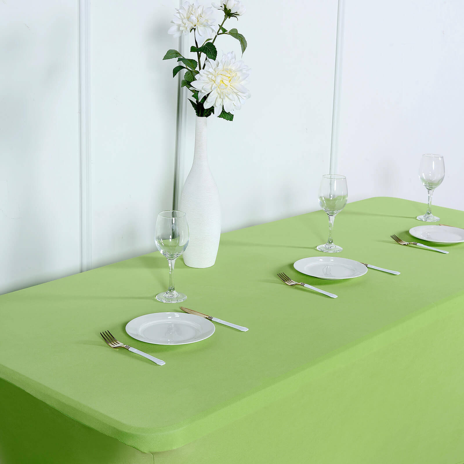 Stretch Spandex 6ft Rectangle Tablecloth Apple Green - Durable Form-Fitting Table Cover