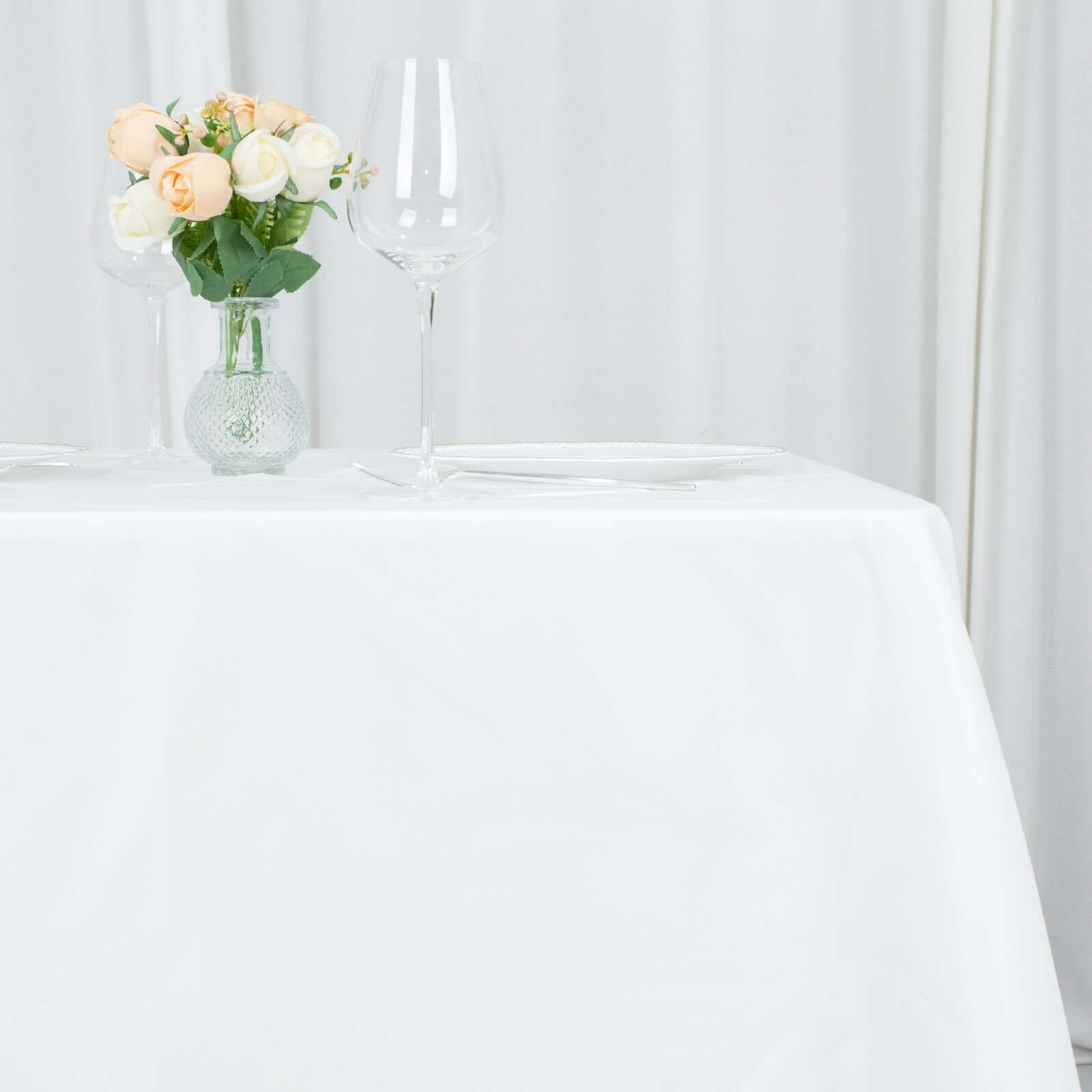 Premium Polyester Square Tablecloth 70x70 White 220GSM Wrinkle-Resistant Table Cover for Stylish Gatherings