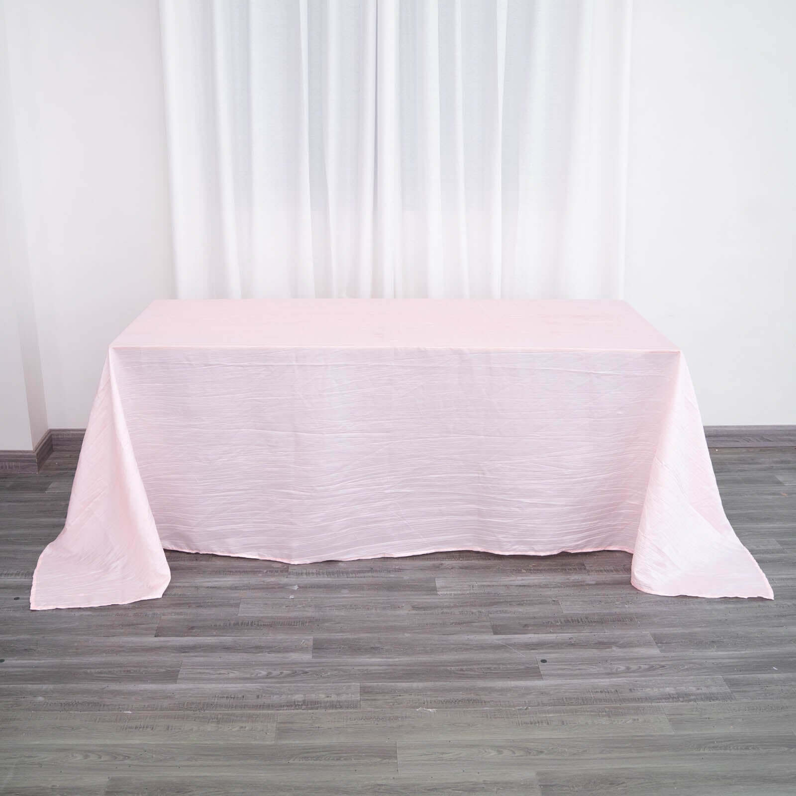 Taffeta 90x132 Rectangle Tablecloth Blush - Seamless Accordion Crinkle Table Cover