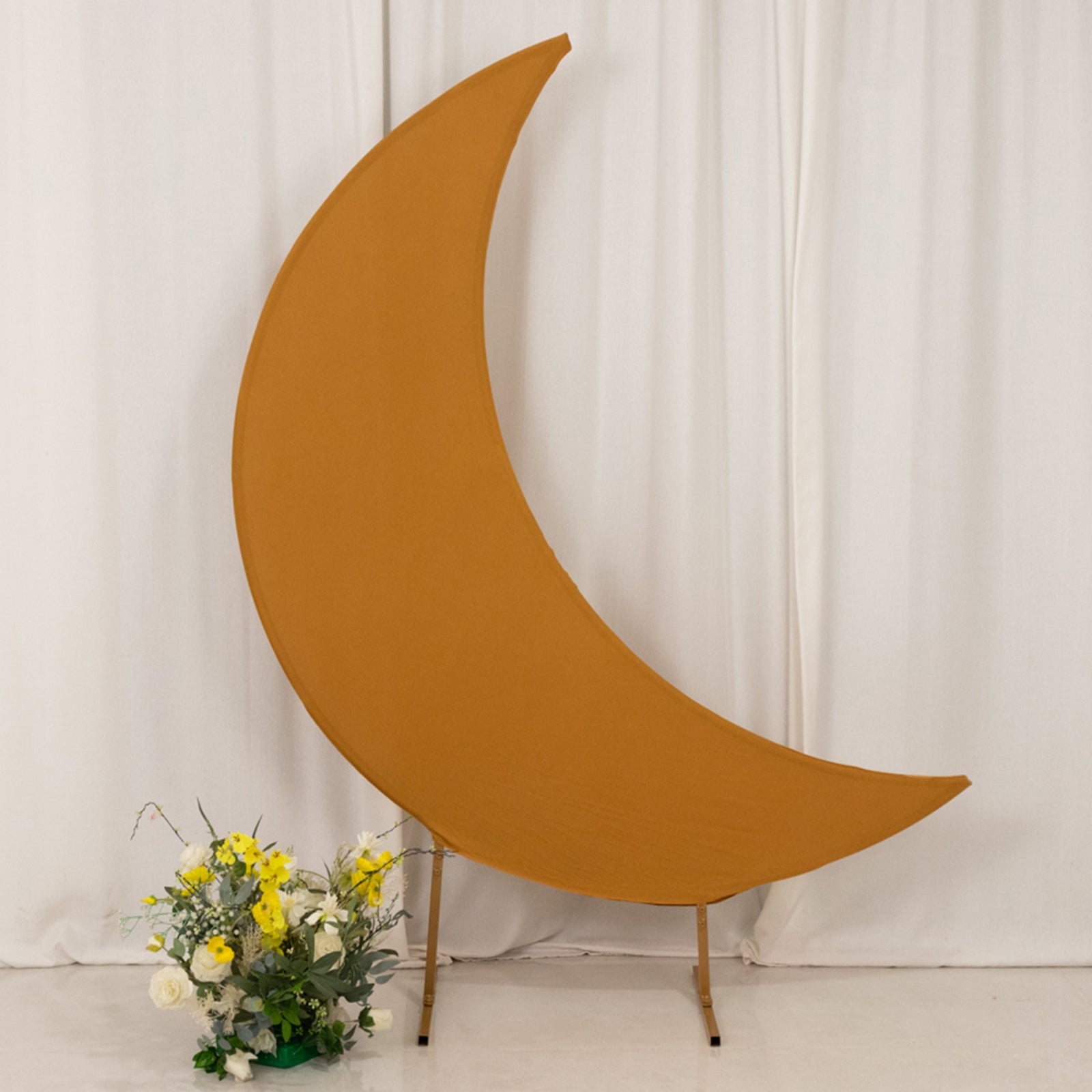 6.5ft Gold Spandex Crescent Moon Chiara Backdrop Stand Cover, Custom Stretch Fitted Wedding Arch Cover