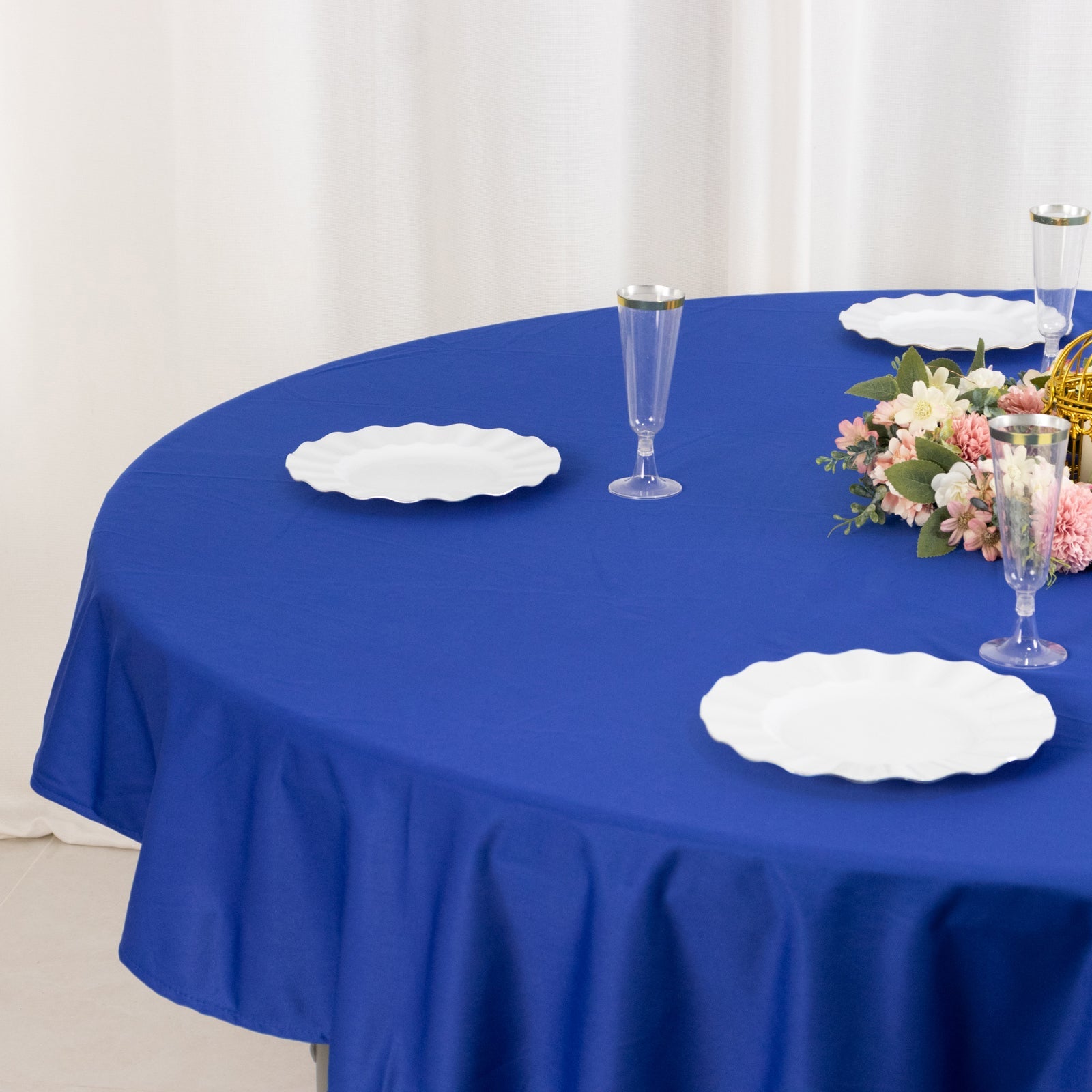 Premium Scuba Round 70 Tablecloth Royal Blue - Wrinkle Free & Stain Resistant Table Cover