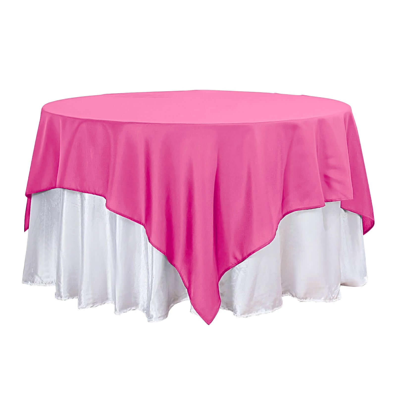 Polyester 90x90 Table Overlay Square Tablecloth Fuchsia - Wrinkle-Resistant & Durable Table Cover