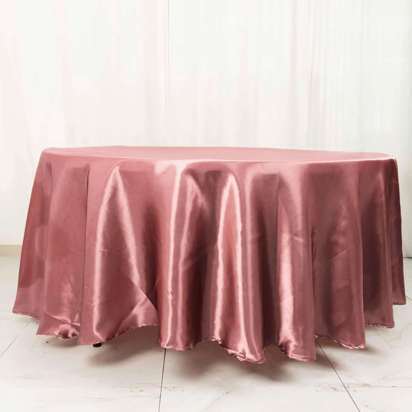 Satin 108 Round Tablecloth Cinnamon Rose - Smooth and Lustrous Table Cover