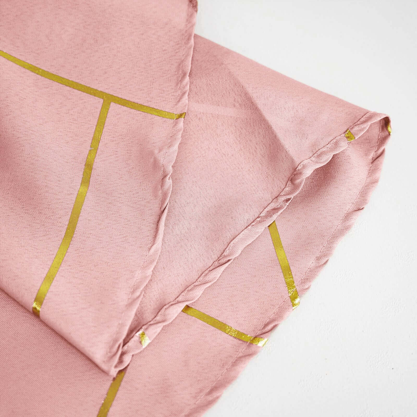 Polyester 54x54 Table Overlay Square Tablecloth Dusty Rose with Gold Foil Geometric Pattern - Wrinkle-Resistant & Durable Table Topper