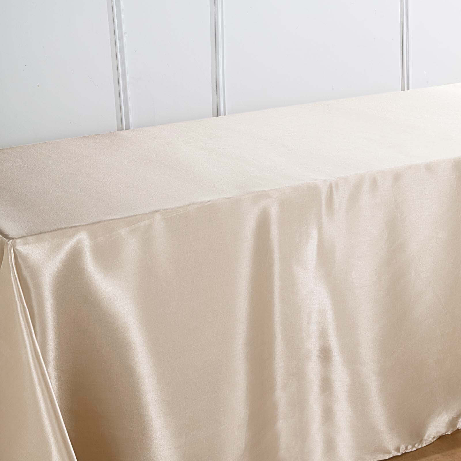 Satin Rectangular 90x132 Tablecloth Beige Satin - Seamless Table Cover