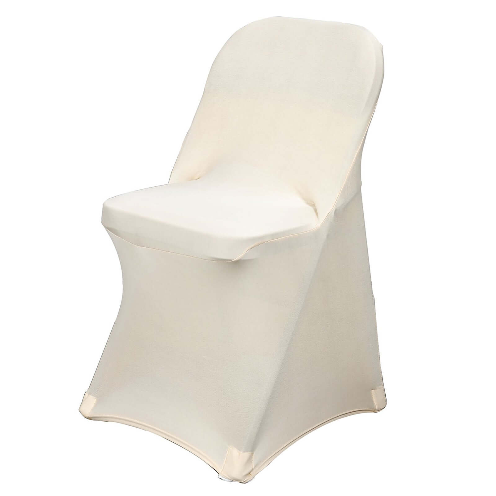 Stretch Spandex Chair Cover Beige for Folding Chairs - Reusable & Wrinkle-Resistant 160GSM Fitted Slipcover