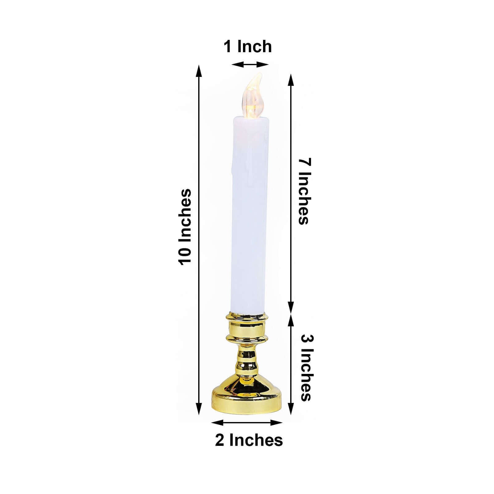 Set of 6 LED Window Candles Flickering White - Battery Operated Taper Candles with Gold Holders 10