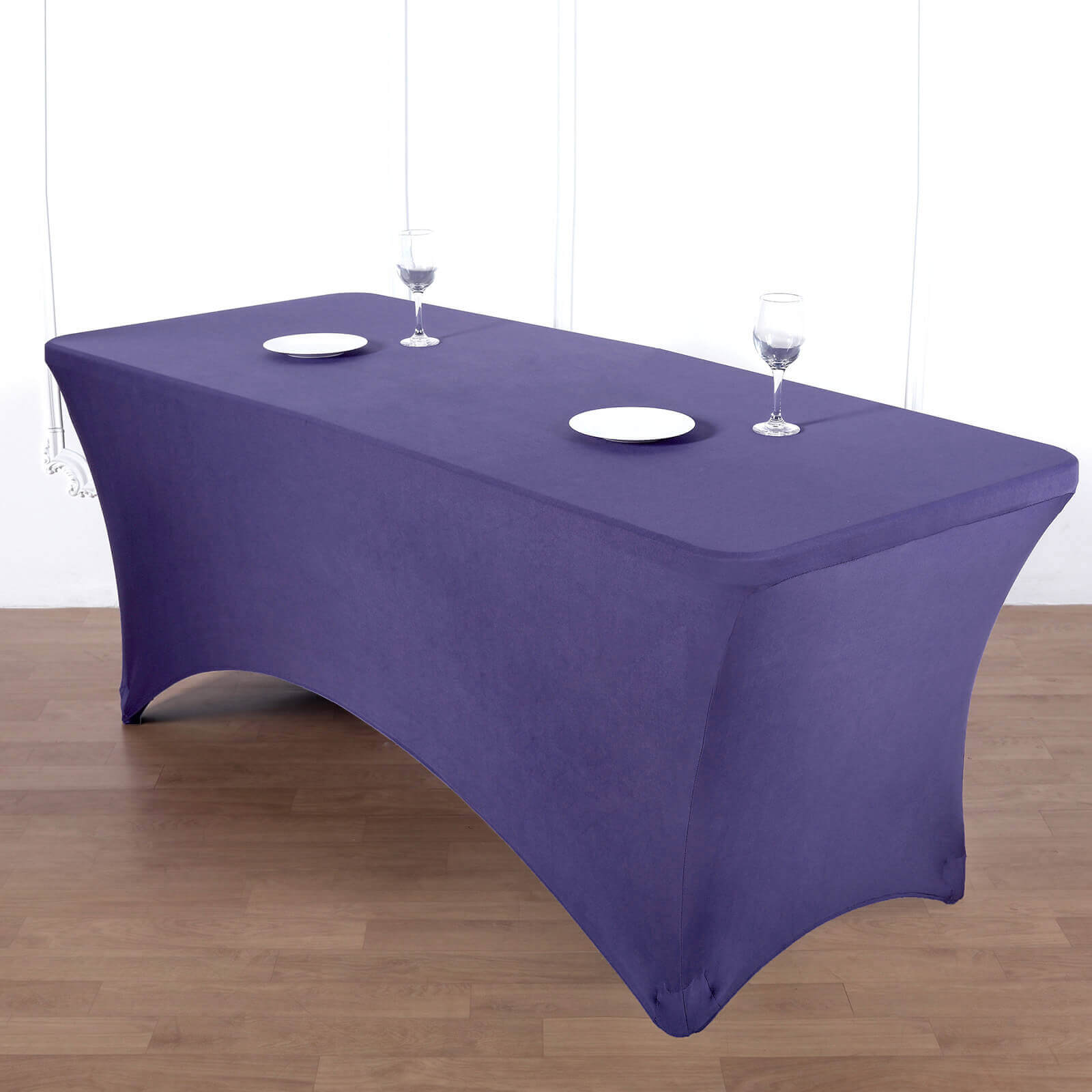 Stretch Spandex 96x30 Rectangle Table Cover Purple - Durable Form-Fitting Tablecloth