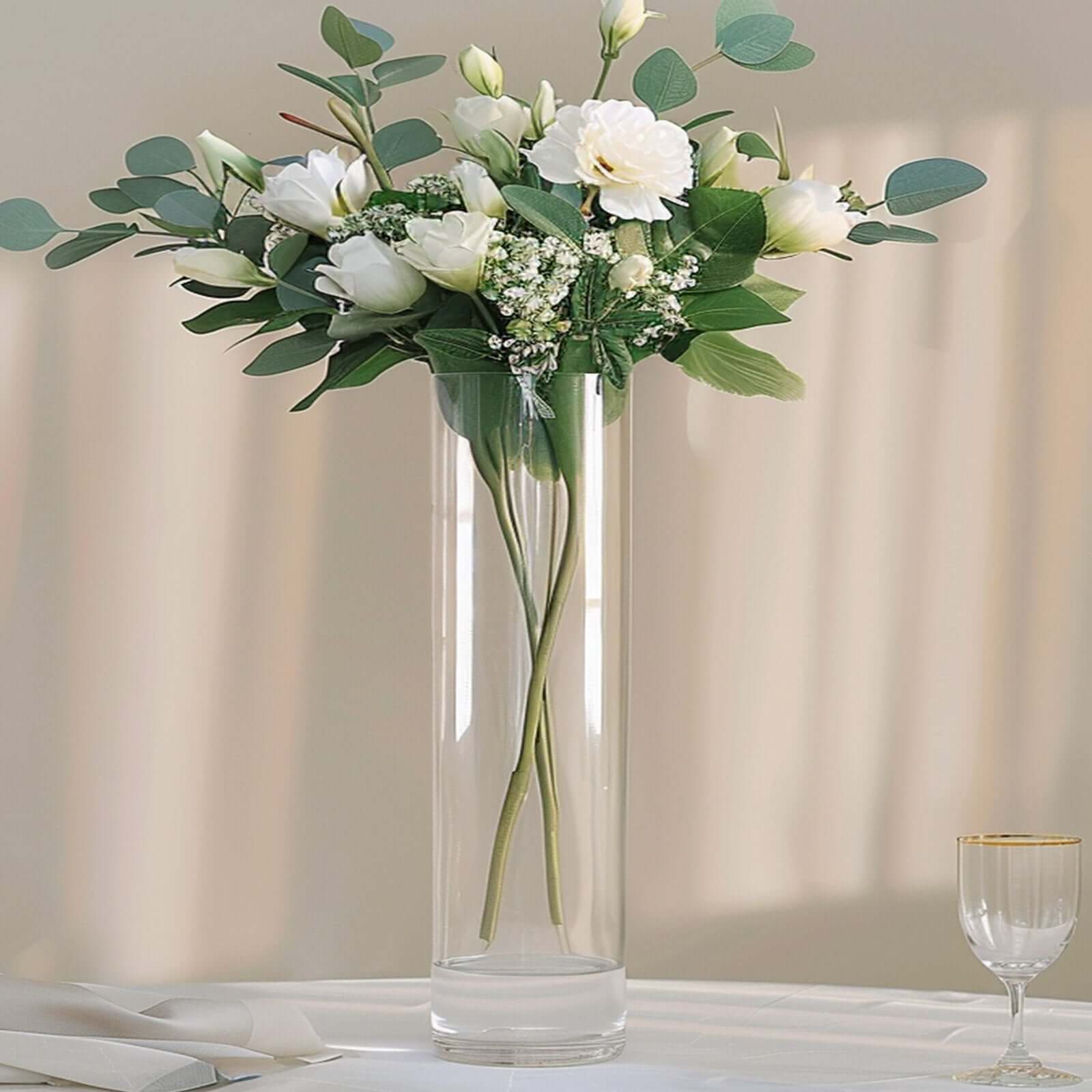 2-Pack Glass Flower Vases Cylinder Design Heavy Duty Clear - Stylish Centerpieces for Weddings 28