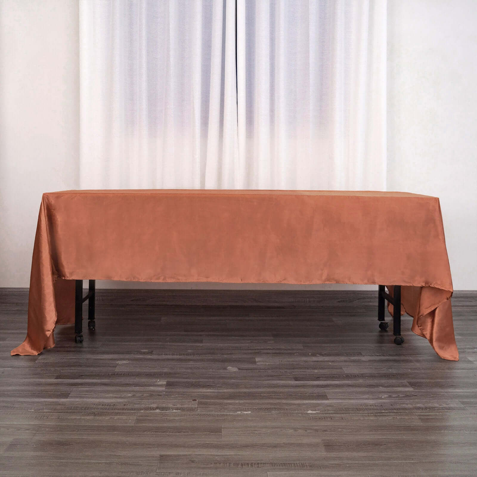 Satin Rectangular 60x126 Tablecloth Terracotta (Rust) - Smooth and Lustrous Table Cover